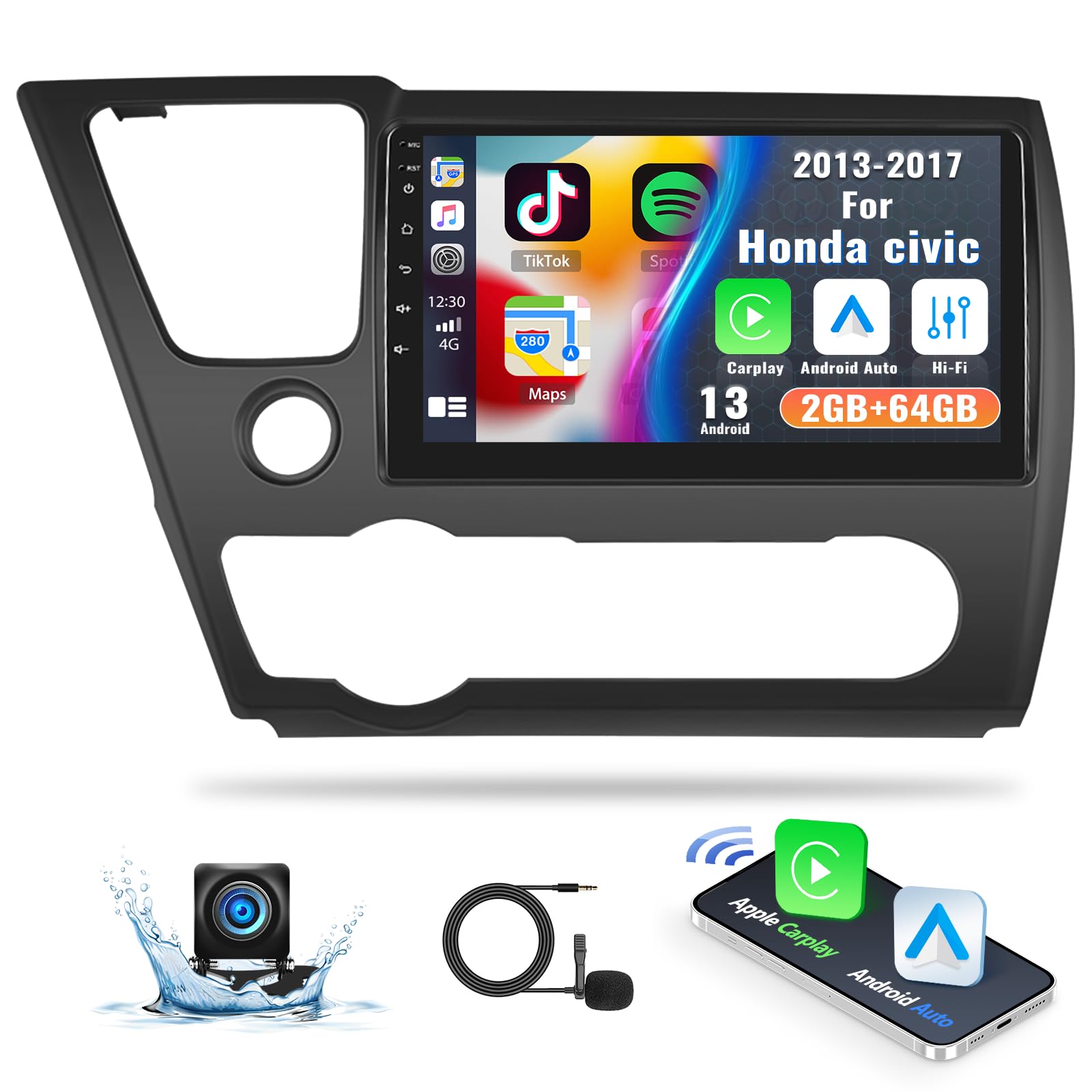 2GB RAM 64GB ROM Android 13 Car Stereo for Honda Civic 2013-2017 | 9