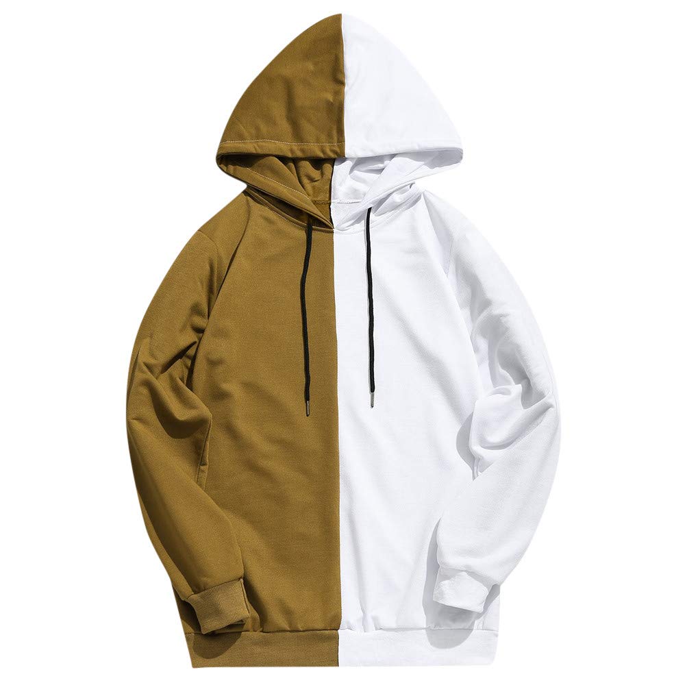 Gergeos Men's Patchwork Slim Fit Hoodie Sweatshirt | Autumn Winter Fashion Pullover | Streetwear Casual Outwear | Perfect for Daily Wear, Gym & Outdoor Activities