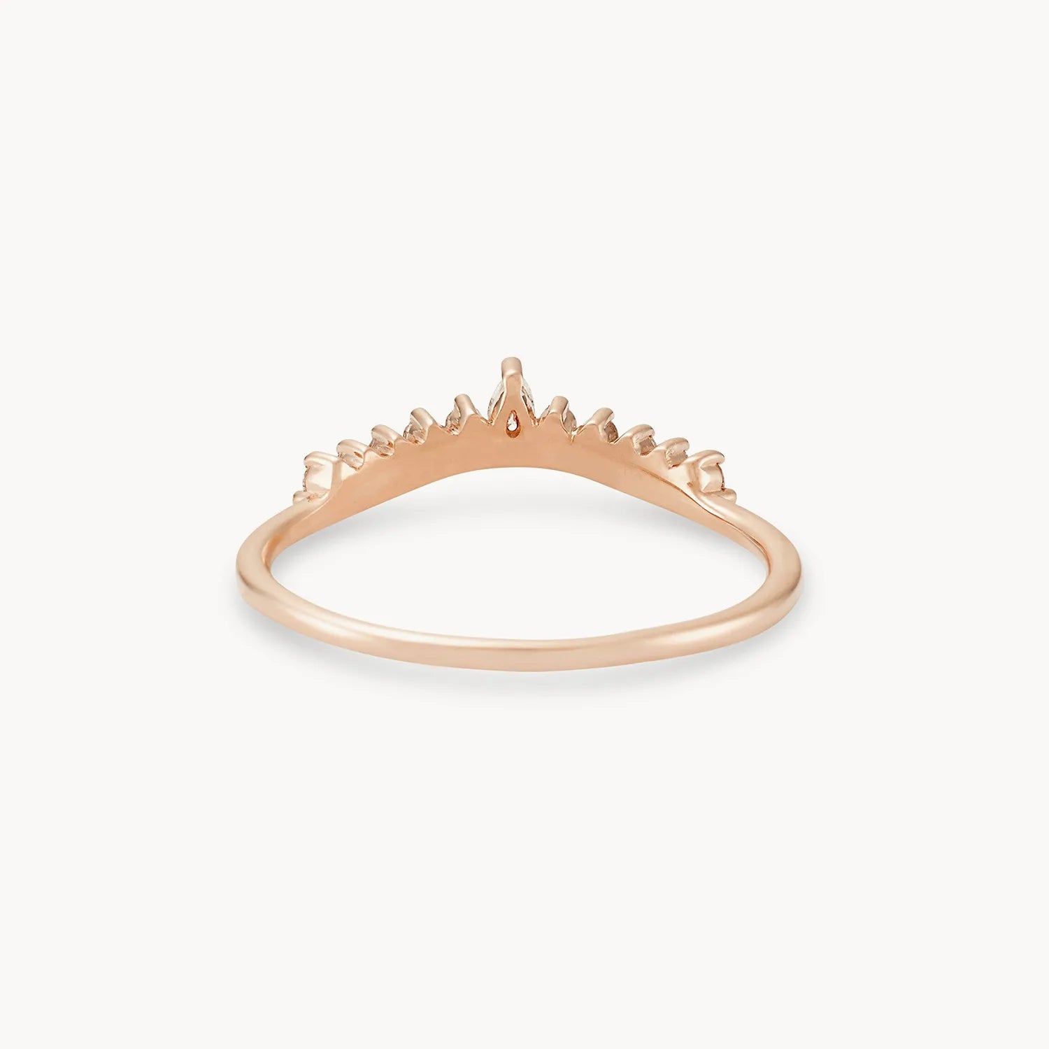 14K Rose Gold Sunbeam Ring with White Diamonds - Elegant Stackable Ring for Women, Perfect for Weddings, Anniversaries & Everyday Wear