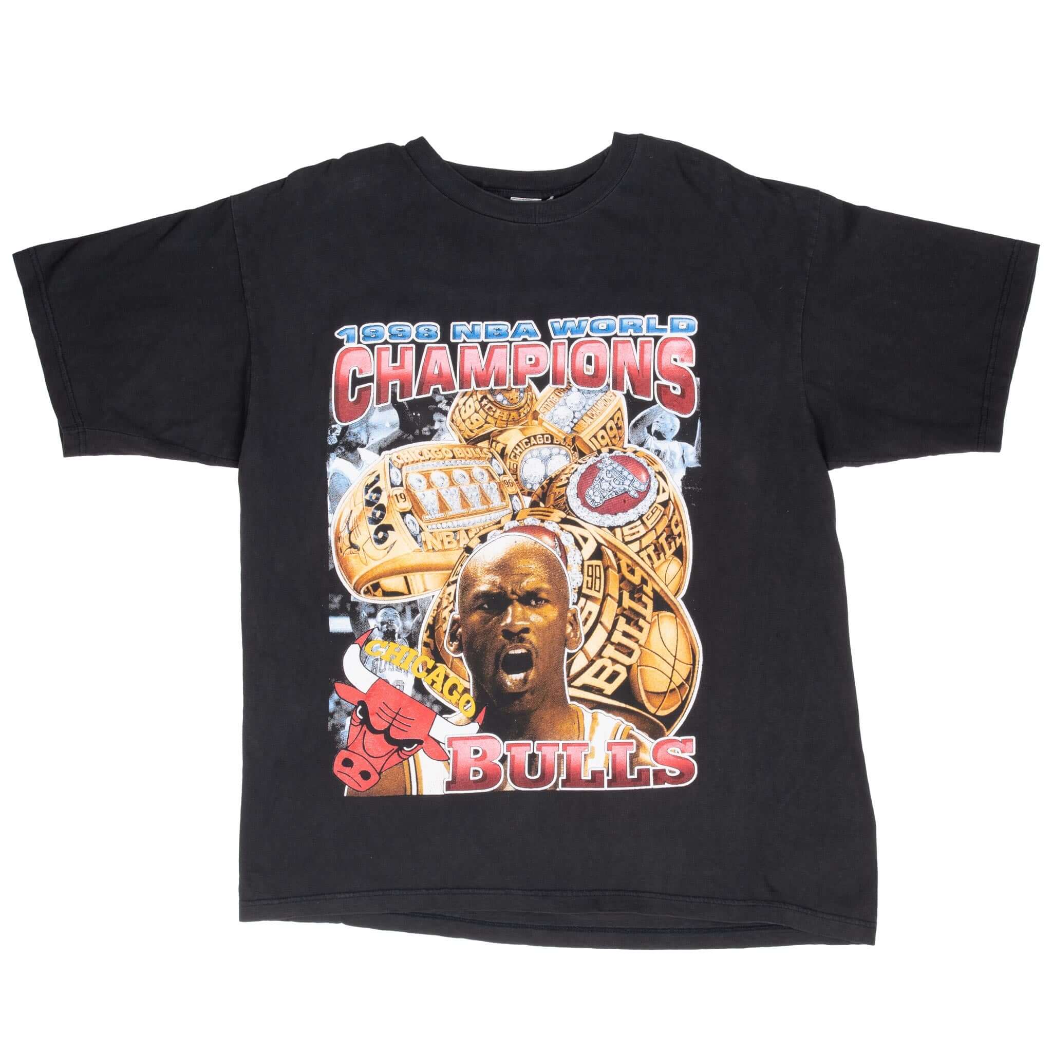 Vintage Chicago Bulls Bootleg Champions Michael Jordan 1998 Retro T-Shirt XL - Perfect for Basketball Fans, Streetwear & 90s Nostalgia Fashion