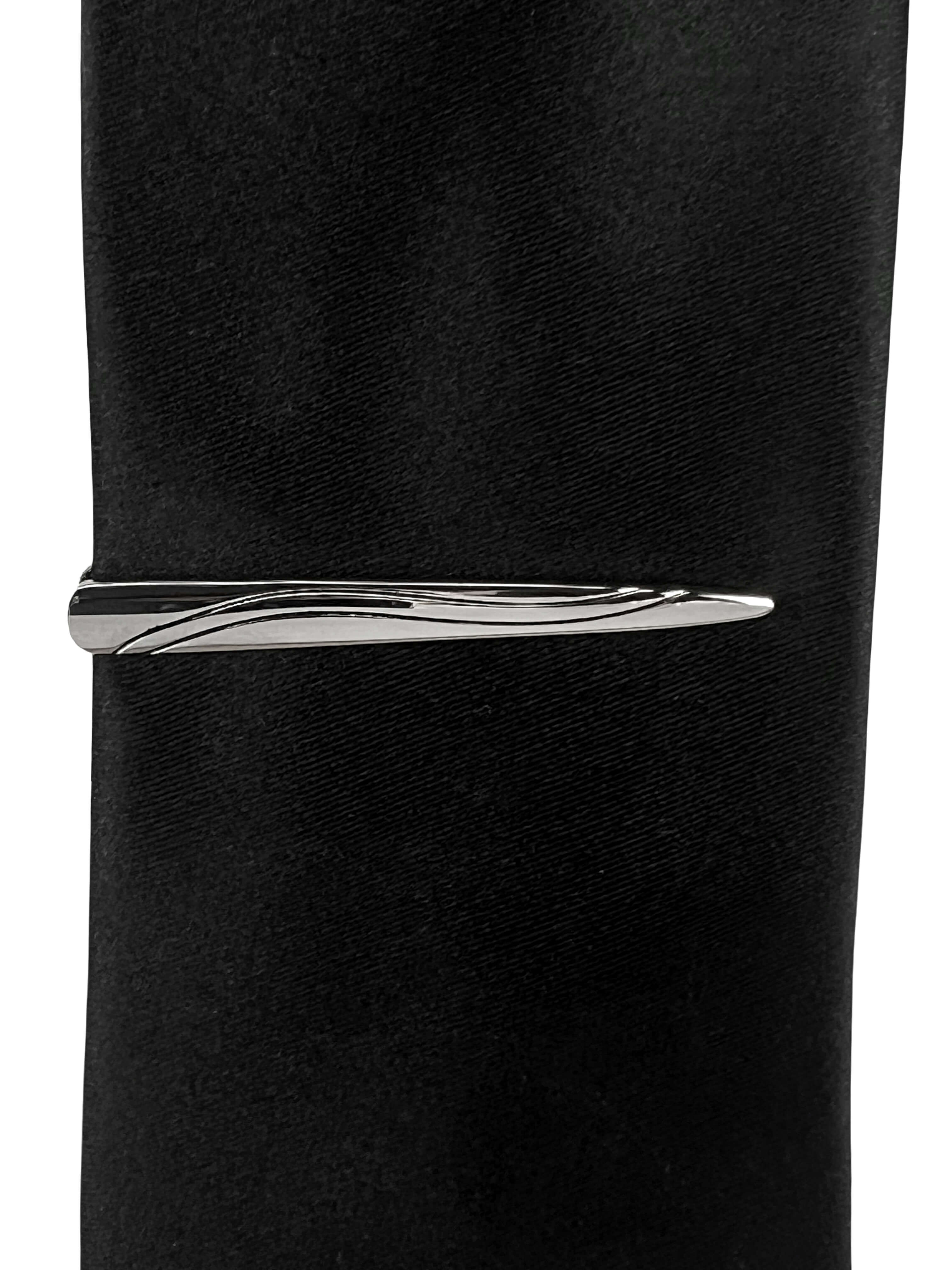 DÉCLIC Silver Tie Bar Clip for Men - Elegant Pointed Tie Accessory for Formal Wear, Weddings & Business Attire