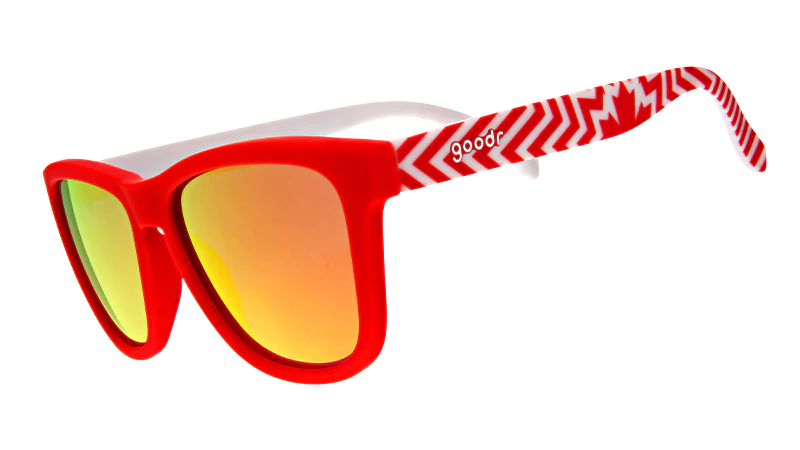 Goodr Sunglasses Royal Canadian Face Mounties - Polarized UV Protection Running Cycling Sports Sunglasses for Men & Women - Perfect for Outdoor Activities, Hiking, and Beach Days