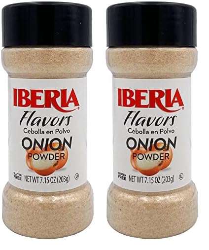 Premium Iberia Onion Powder, 7.5 Ounce (Pack of 2) - All-Natural Seasoning for Cooking, Baking & Grilling - Perfect for Soups, Salads, Meats & Homemade Spice Blends