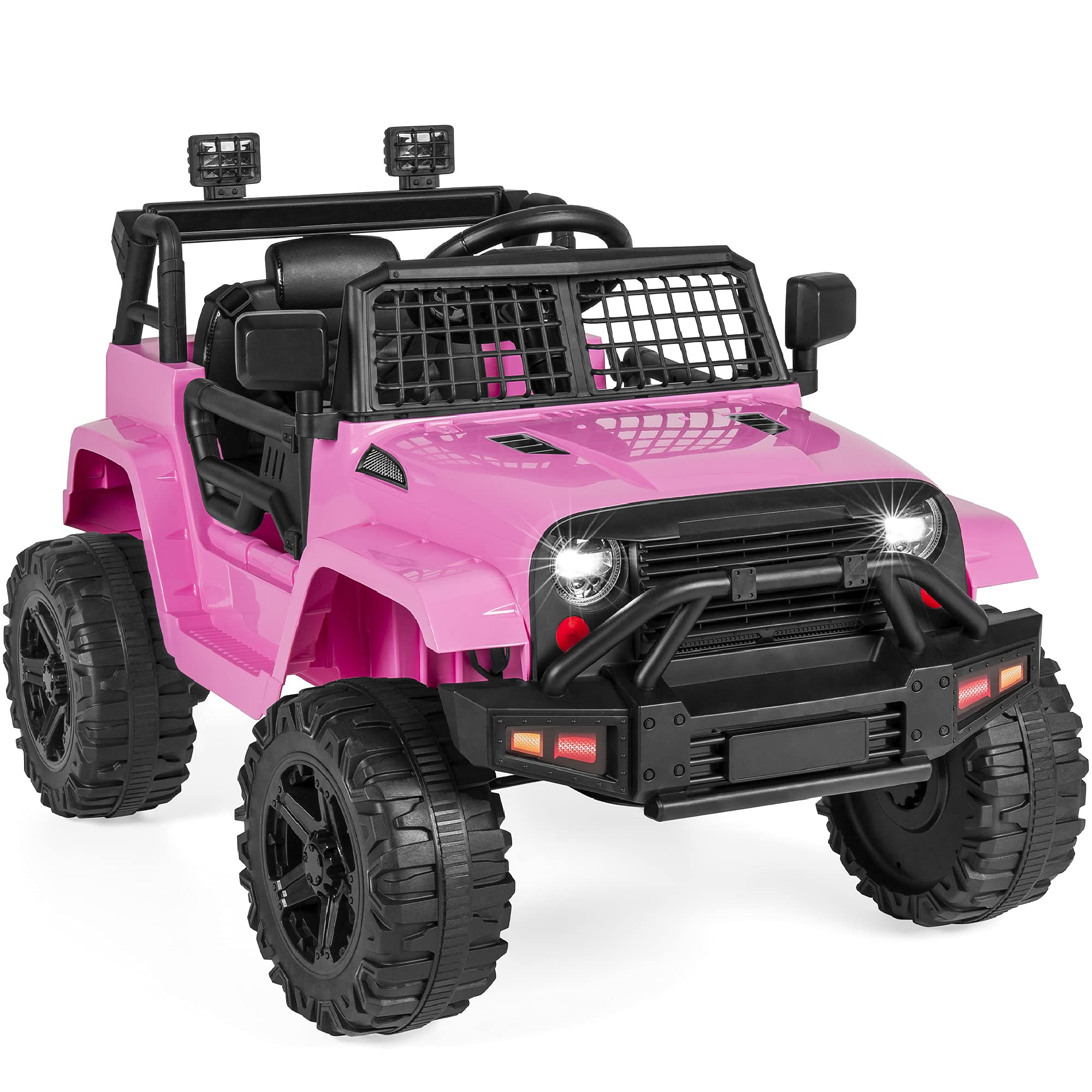 Best Choice Products 12V Kids Ride On Truck Car with Parent Remote Control, Spring Suspension, LED Lights & AUX Port - Pink Electric Toy Vehicle for Toddlers | Outdoor Play, Birthday Gifts, Backyard Fun