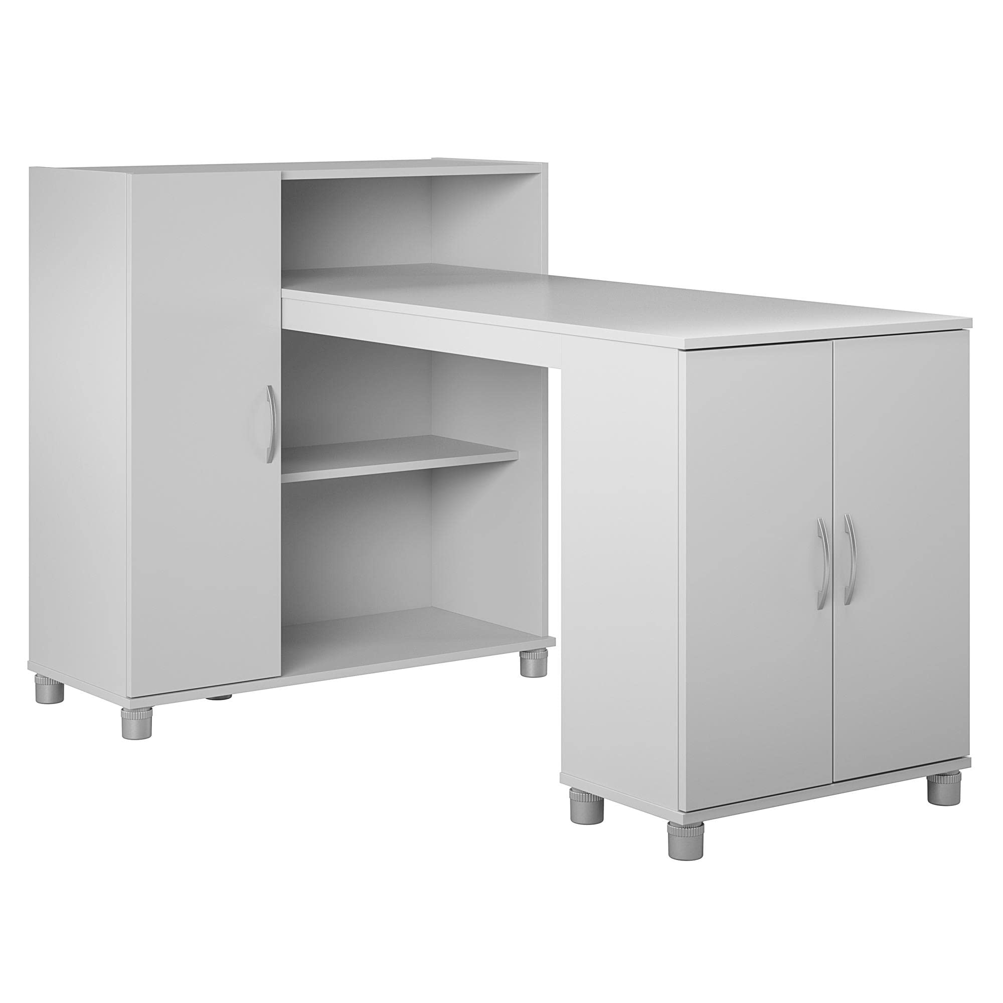Lory Hobby and Craft Desk with Storage Cabinet in Dove Gray - Perfect for DIY Projects, Scrapbooking & Home Office Organization