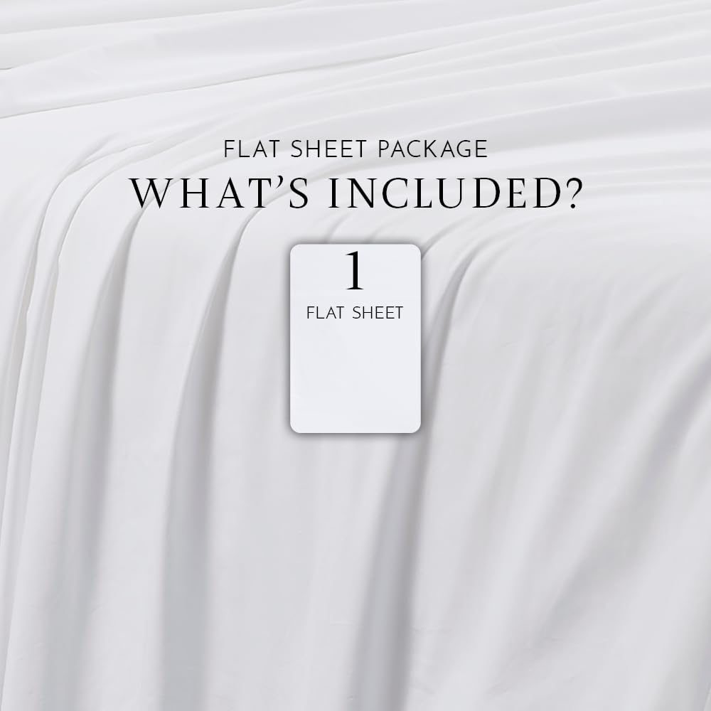 Premium 100% Cotton Percale Flat Sheet King Size - Soft & Breathable Luxury Bedding - White - Perfect for Master Bedroom, Guest Room & Hotel Use