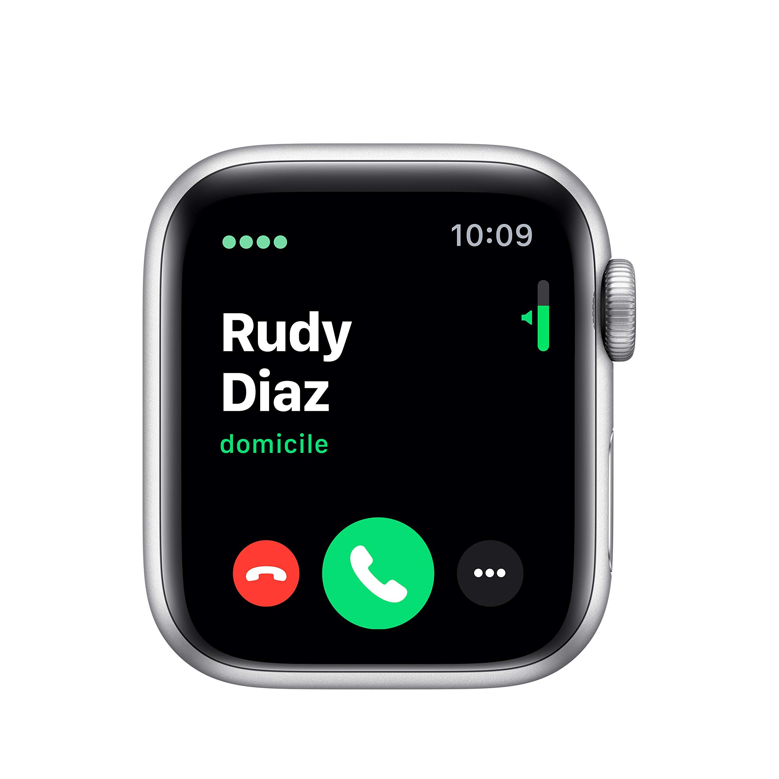 Apple Watch Series 5 40mm (GPS + Cellular) - Silver Aluminum Case with White Sport Band (Renewed) | Smartwatch for Fitness Tracking, Calls & Notifications | Perfect for Running, Swimming & Daily Use