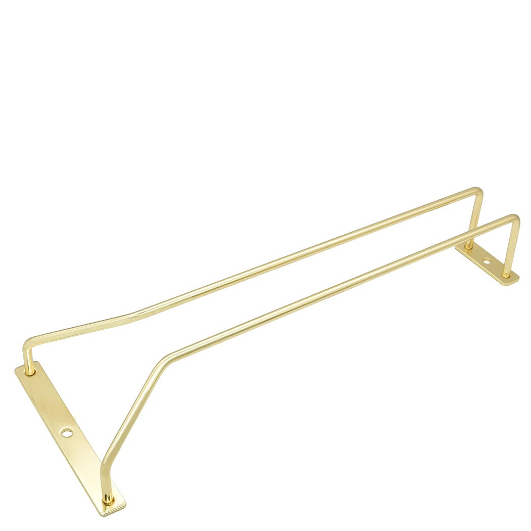 12-Inch Gold Wine Glass Rack - Under Cabinet Stemware Holder for Kitchen, Bar & Dining Room - Set of 3 Hanging Glass Racks for Organized Wine Storage & Elegant Display