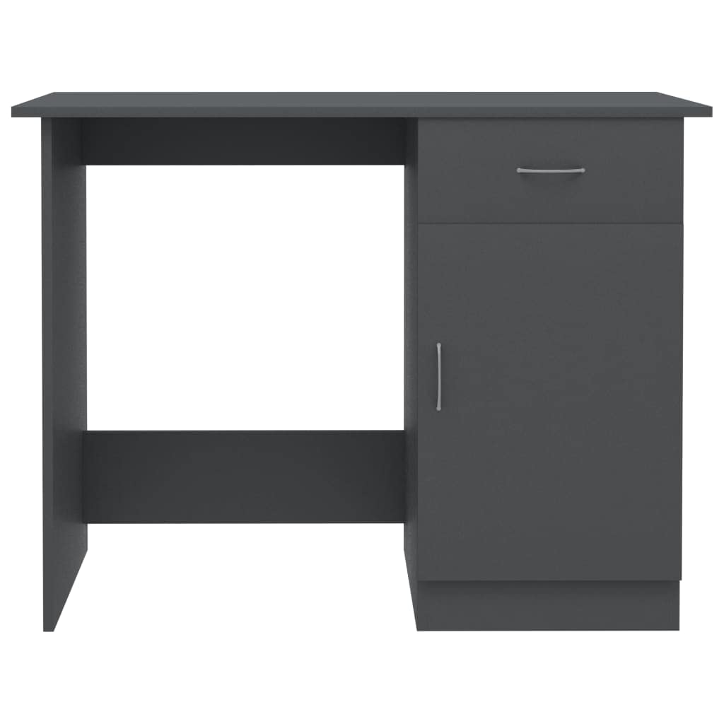 vidaXL Gray Engineered Wood Computer Desk with Drawer - Home Office Desk for Study, Work & Gaming | Space-Saving Modern Workstation