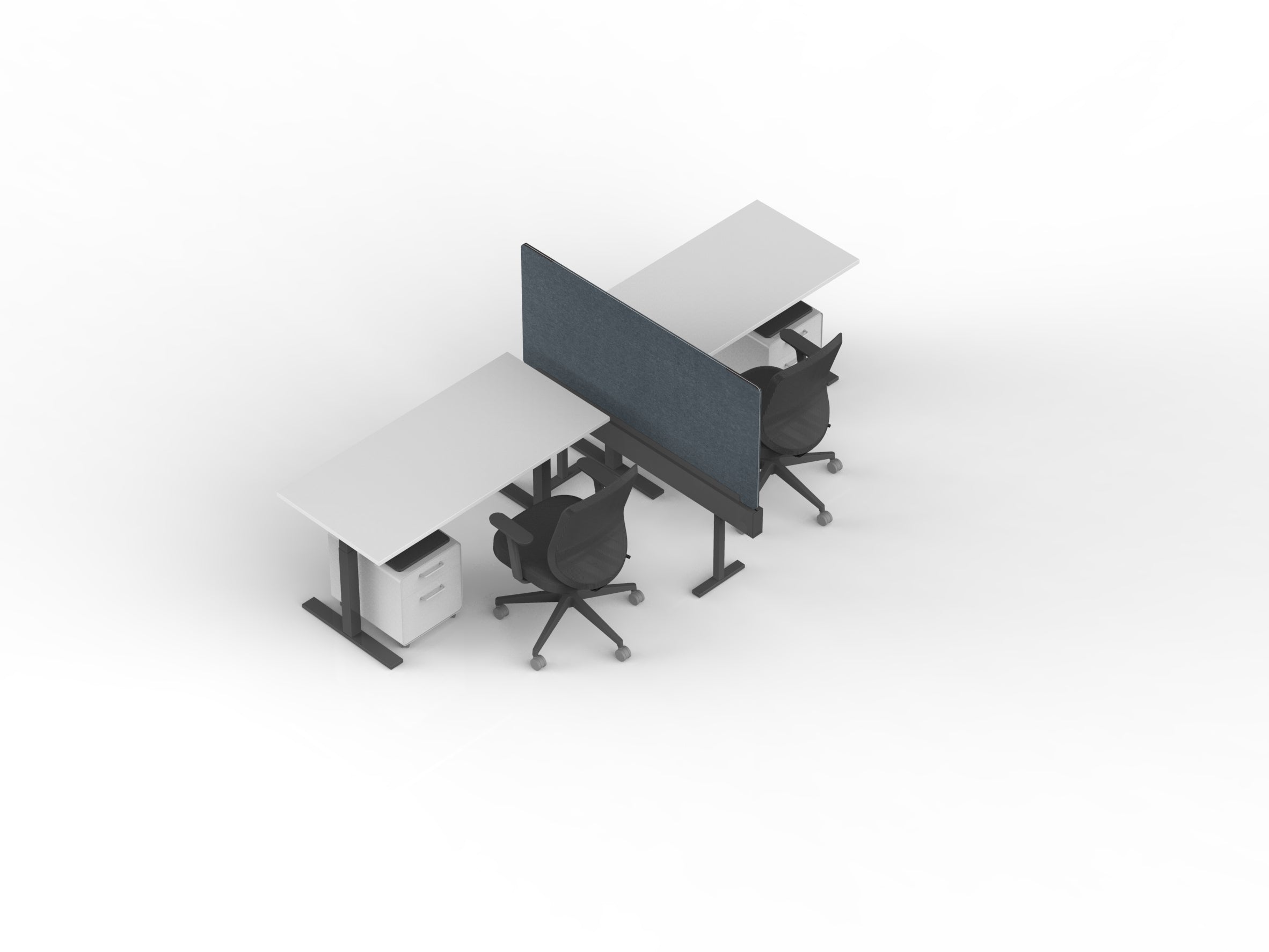 Series L Desk for 2 People with Boom Power Rail - Modern Office Workstation for Home & Office Workspace, Perfect for Team Collaboration and Remote Work