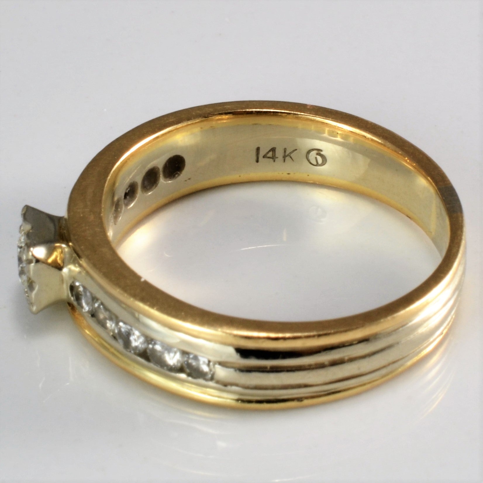 Two Tone Channel Set Diamond Ring - 0.32ctw G-H Color SI1-SI2 Clarity - Size 6.25 - 14K White & Yellow Gold Wedding Band - Perfect for Engagement, Anniversary & Bridal Jewelry Gifts