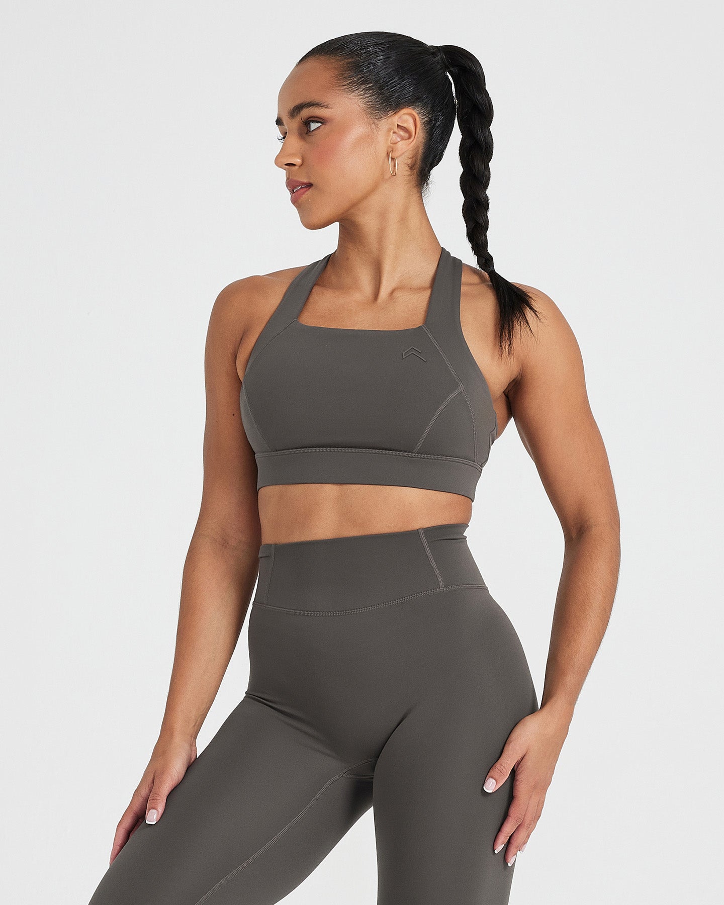 Timeless Wide Strap Sports Bra for Women - Deep Taupe | High Support Workout Bra for Running, Yoga & Gym