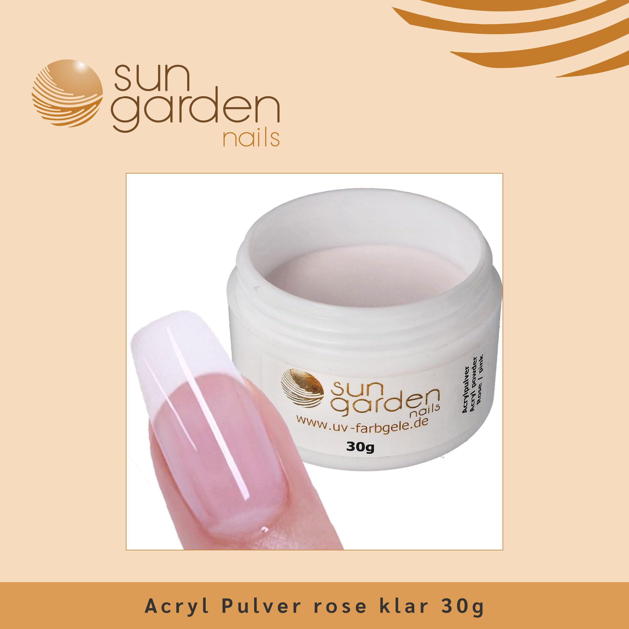 Sun Garden Nails - Pink Acrylic Powder 30g for Professional Nail Art & DIY Manicure at Home | Salon Quality Nail Enhancement & Extension