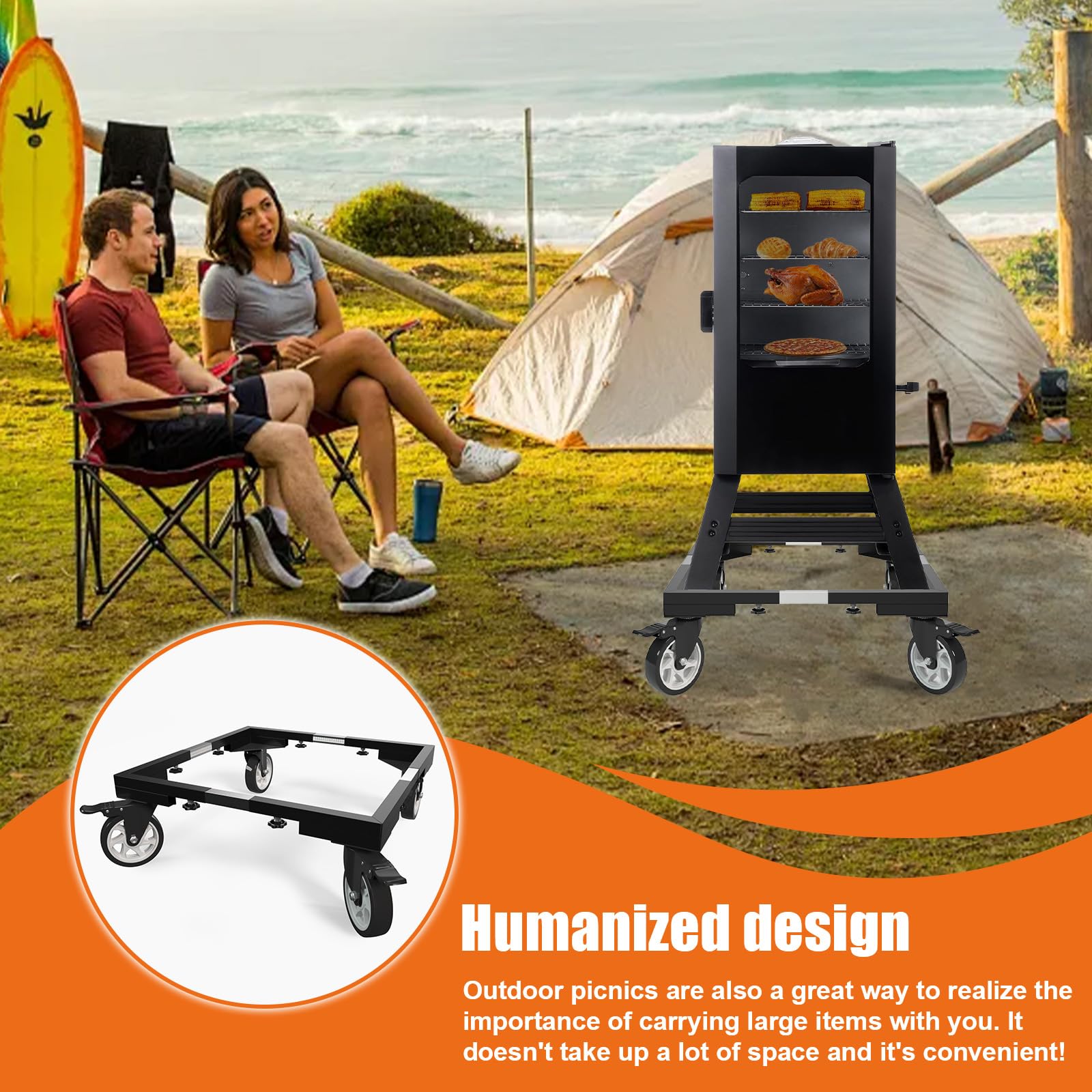 Ezonk 5-Inch Heavy Duty All-Steel Caster Wheels - Universal Mobile Stand for Electric Smokers, Vertical Smokers & Digital Smokers | Perfect for BBQ, Outdoor Cooking & Backyard Grilling
