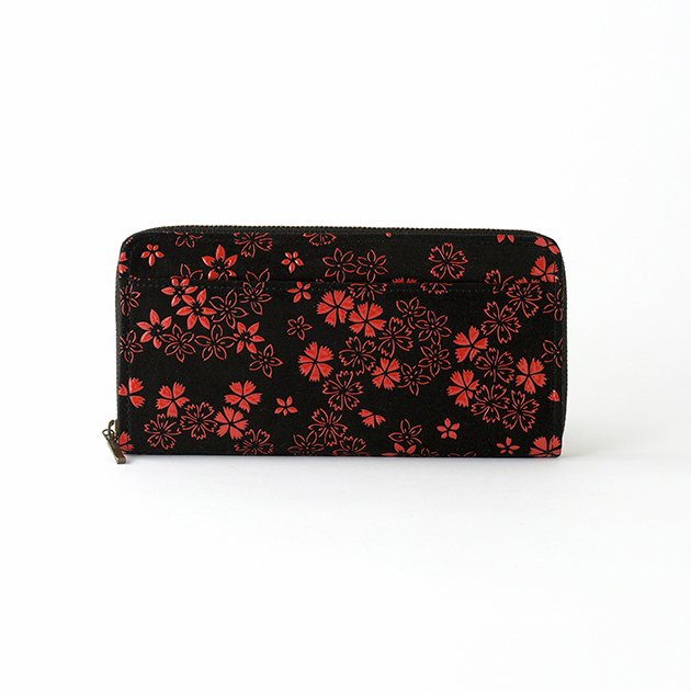 Premium Japanese Deerskin Leather Wallet with Urushi Lacquer - Cherry Blossom & Gray Black U-Zip Design | Handcrafted in Japan | Perfect for Everyday Use & Luxury Gifting