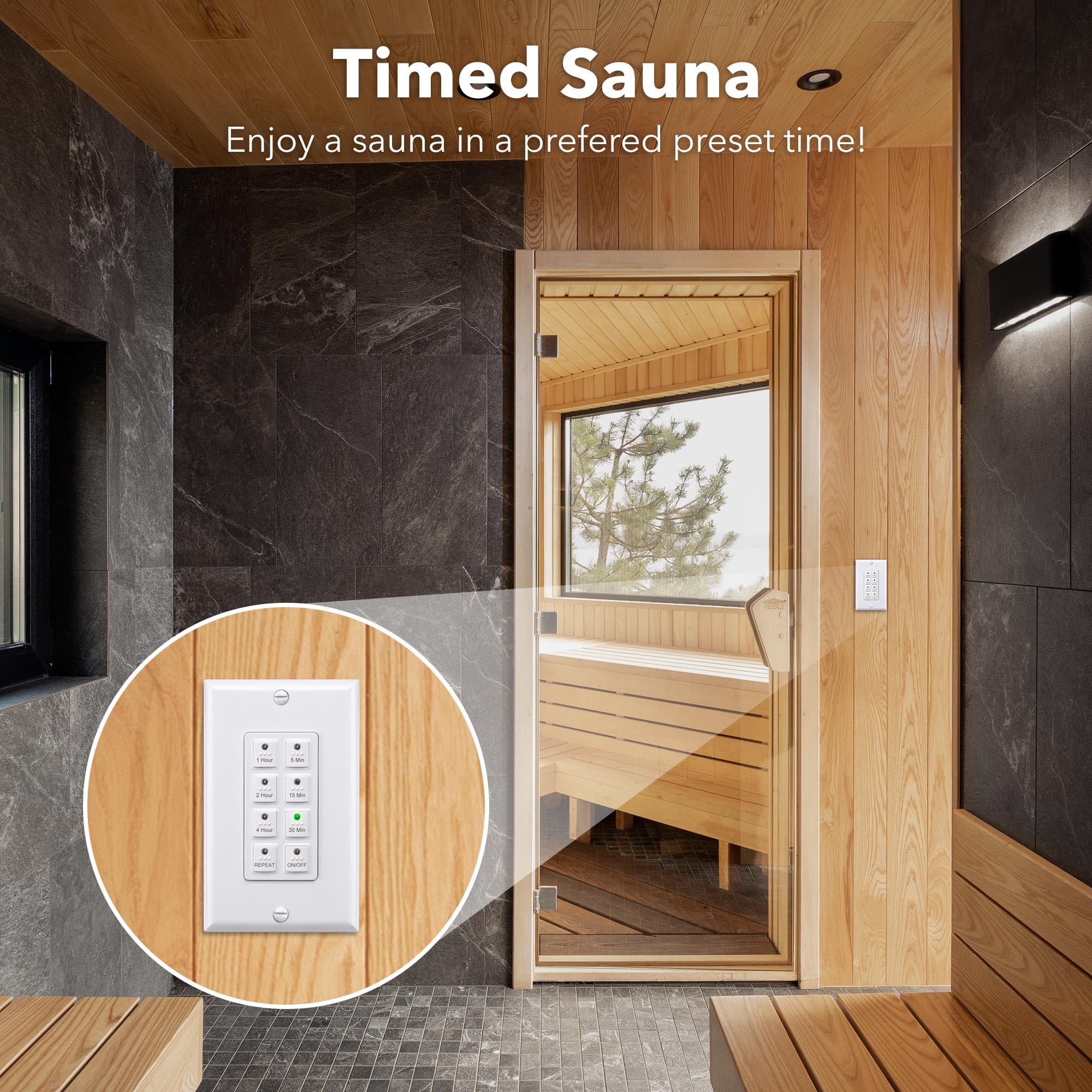 BN-LINK Digital In-Wall Timer Switch with Push Button - 5/15/30/60 Minutes & 2/4 Hours Countdown - Neutral Wire Required - Includes Free White Wall Plate - Perfect for Bathroom Fans, In-Wall Lights & Home Automation