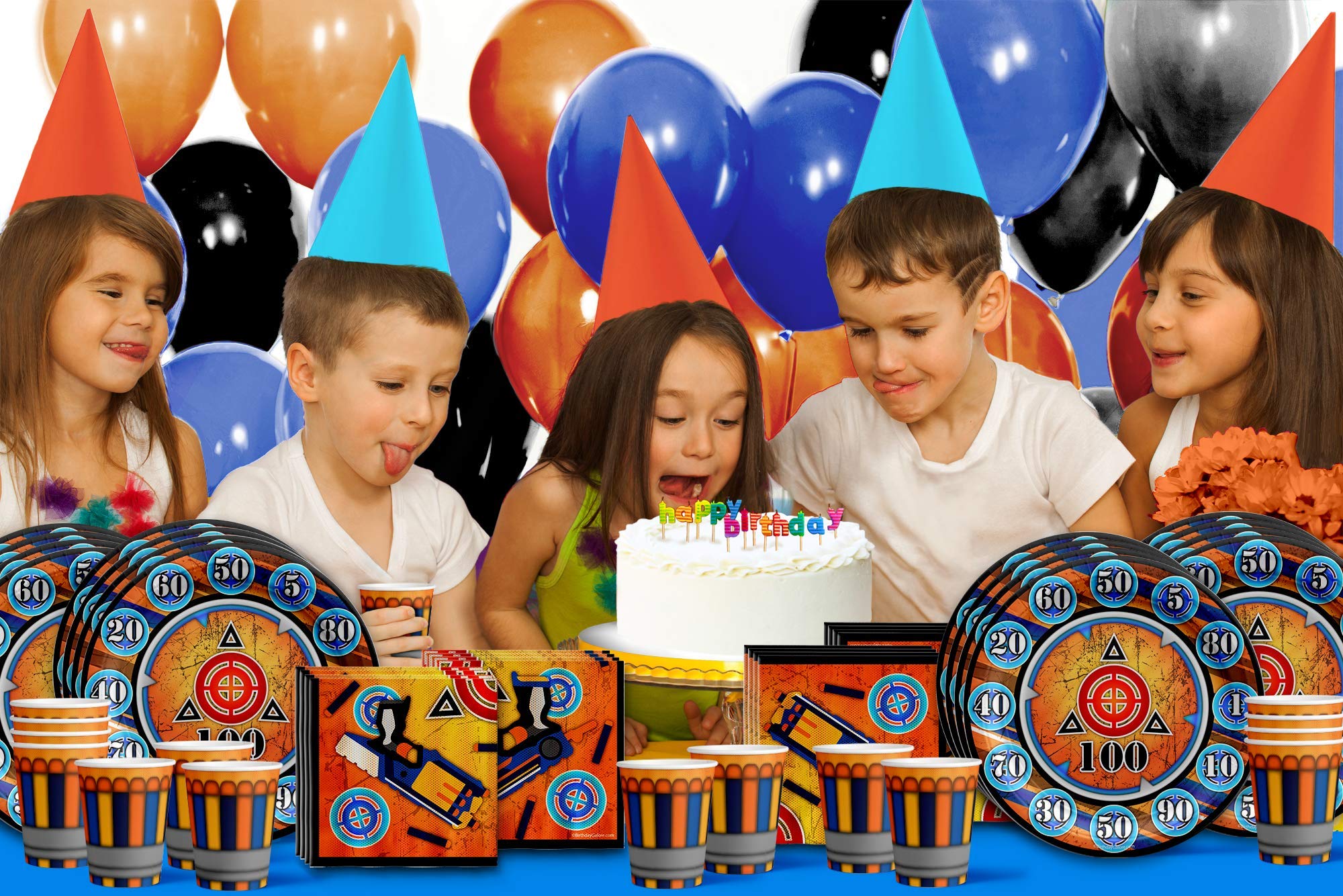 Dart Gun Target Birthday Party Supplies Set - 16-Piece Tableware Kit with Plates, Napkins & Cups for Kids, Adults - Perfect for Birthday Parties, Game Nights & Outdoor Events