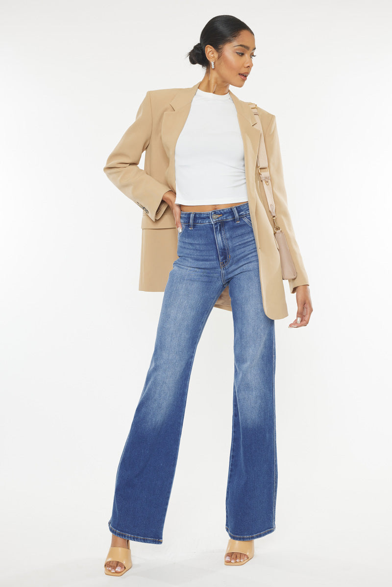 Celia Ultra High Rise Wide Flare Jeans for Women - Stretchy Comfort Denim Pants, Vintage Retro Style, Perfect for Casual Outfits & Date Nights