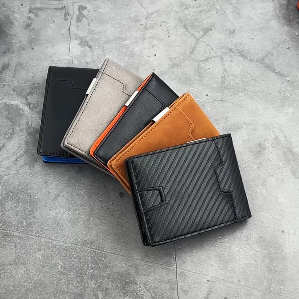 Roceline Minimalist RFID Blocking Slim Leather Wallet for Men - Bifold Front Pocket Credit Card Holder with Money Clip (Gray) - Perfect for Travel, Business & Everyday Use