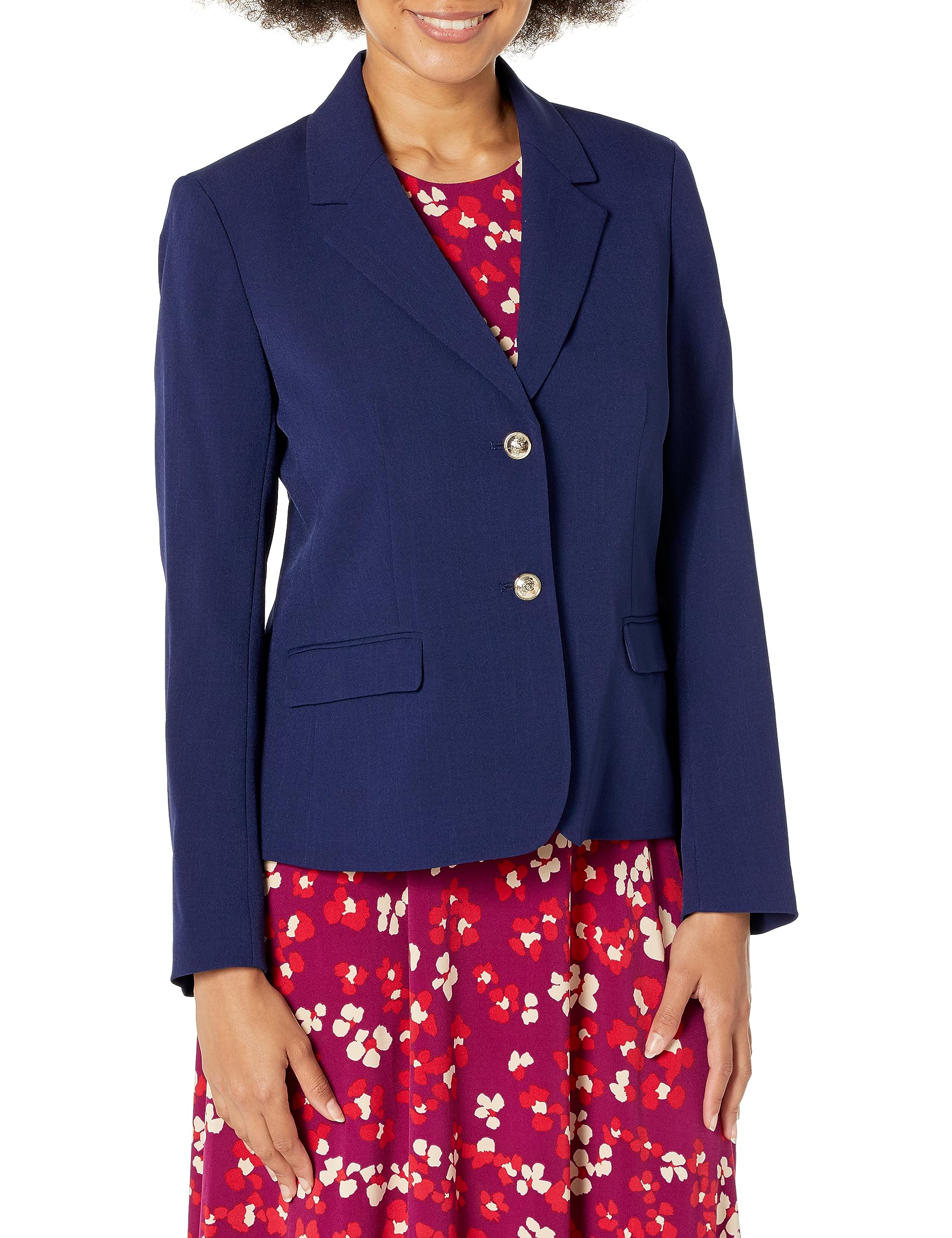 Kasper Women's 2 Button Blazer Jacket - Slim Fit Professional Office Wear for Business Women & Career Outfits