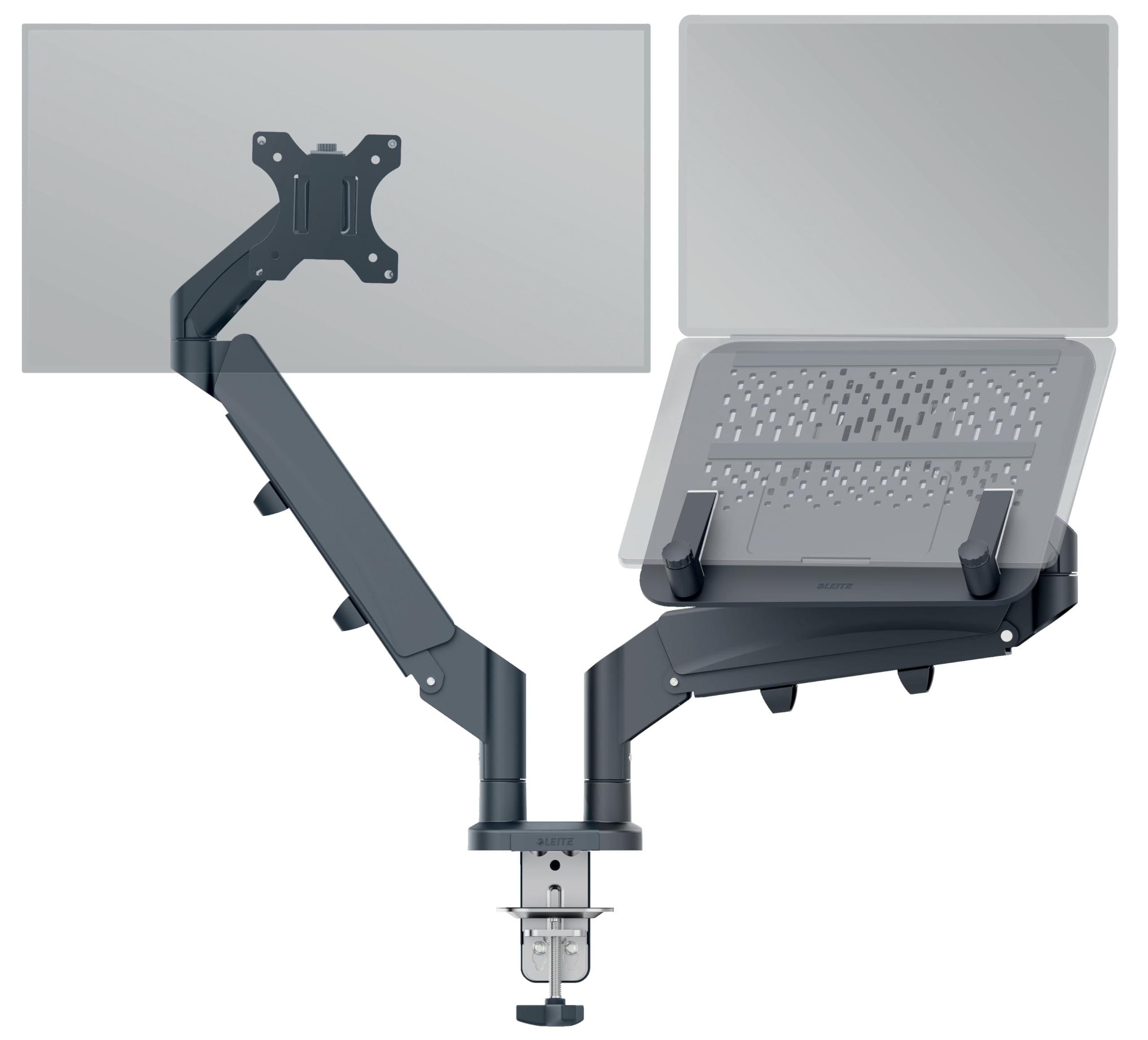 Leitz Ergo Space Saving Monitor and Laptop Arm - Adjustable Desk Mount Stand for 32