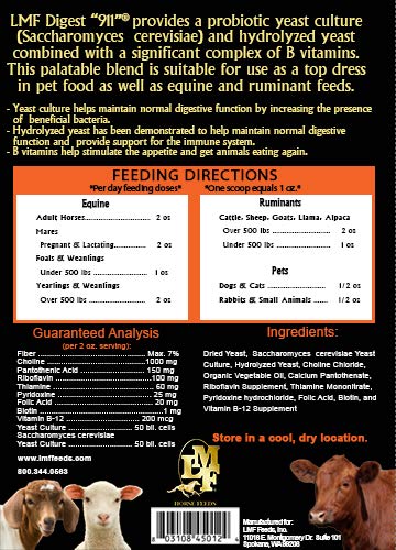 LMF Digest 911 - 25lb Prebiotic & Probiotic Supplement for Horses, Ruminants & Pets | Supports Digestive Health & Immune System | Ideal for Equine, Livestock & Small Animal Care