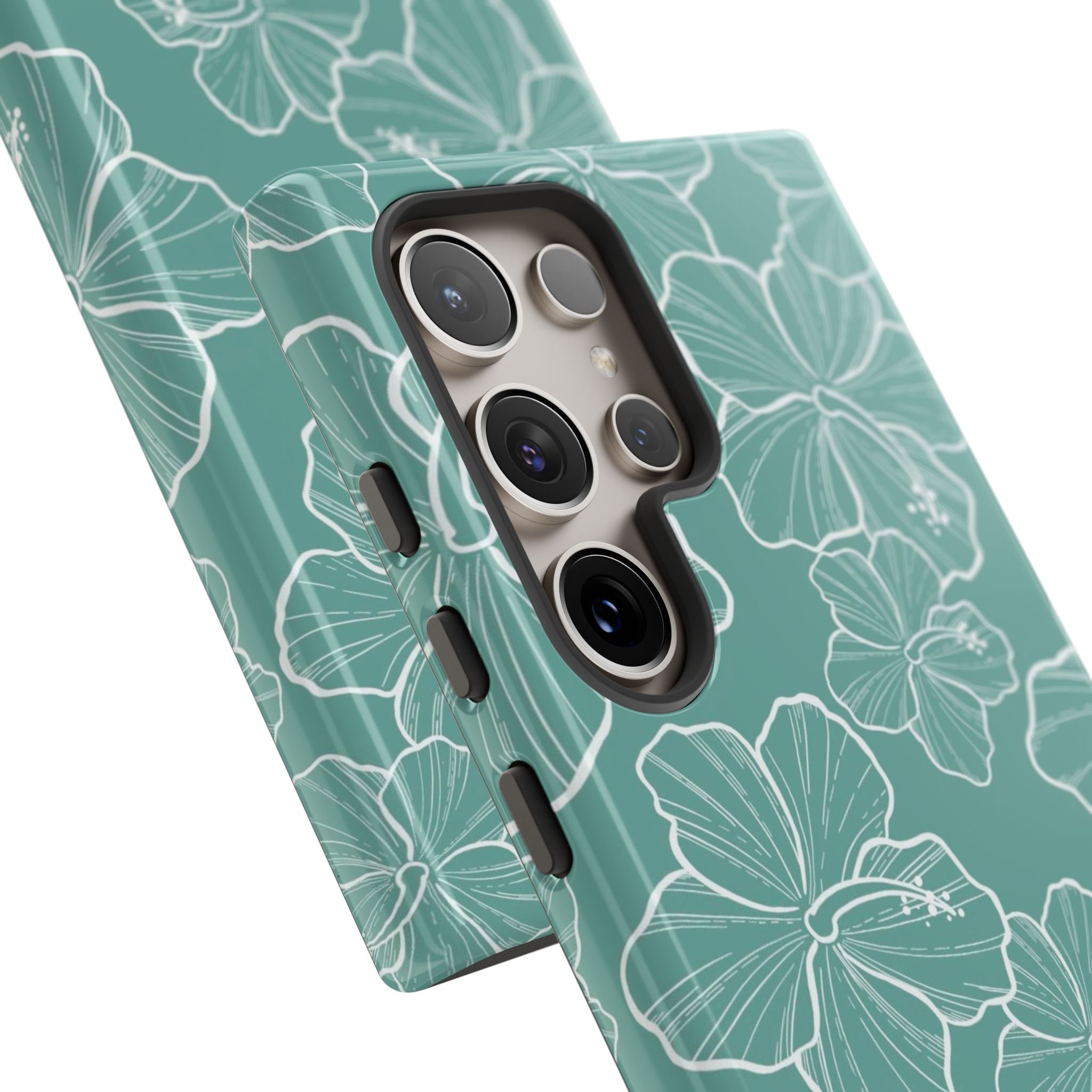 Premium Hibiscus Teal Samsung Galaxy Phone Case - Durable & Stylish Protection for Everyday Use, Work & Travel