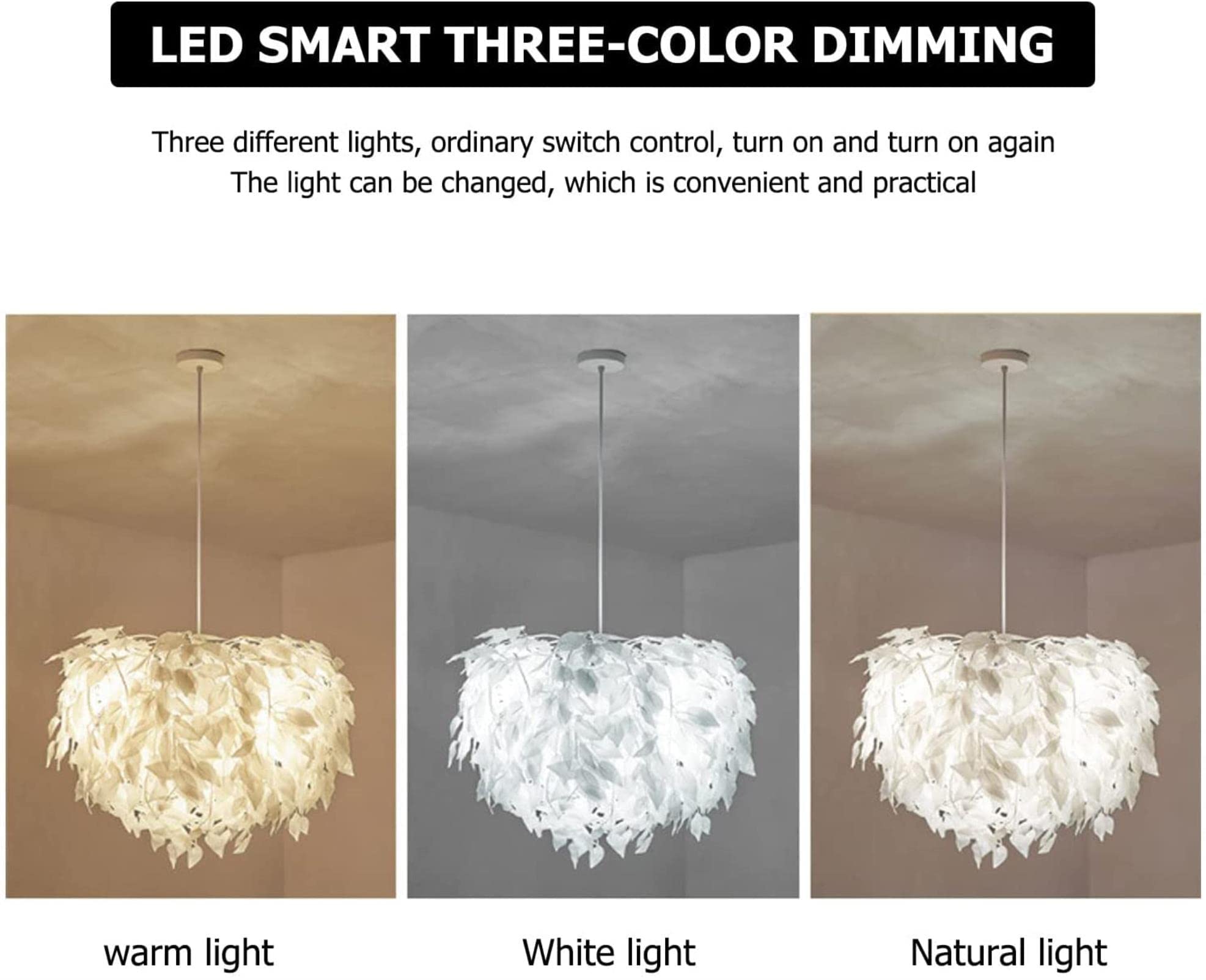 Modern Feather Pendant Light - Dimmable Fluffy Feather Chandelier with Adjustable Cable (47.2 Inch) for Living Room, Bedroom, Wedding & Party Decoration | Elegant Ceiling Lighting Fixture for Home & Event Decor
