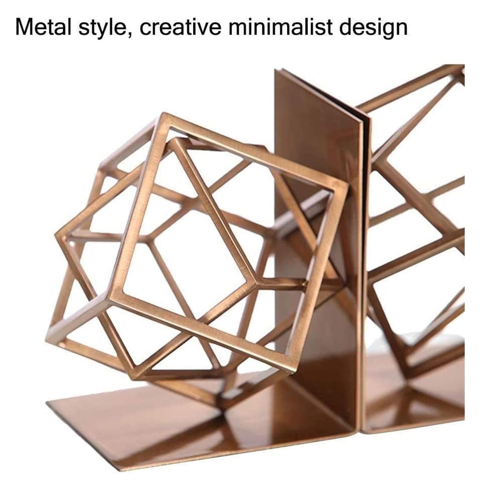 Metal Book Ends for Shelves - Heavy Duty Non-Slip Bookends for Books, Movies, CDs & Video Games - Perfect for Home Office, Library and Bookshelf Organization