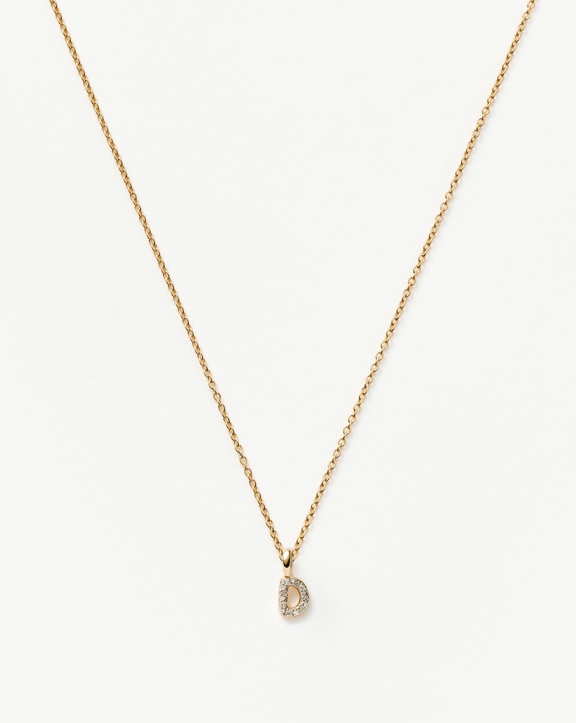 Diamond Initial Mini Pendant Necklace - 14k Solid Yellow Gold Plated with Genuine Diamonds | Personalized Letter D Jewelry for Women | Perfect Gift for Birthday, Anniversary & Valentine's Day