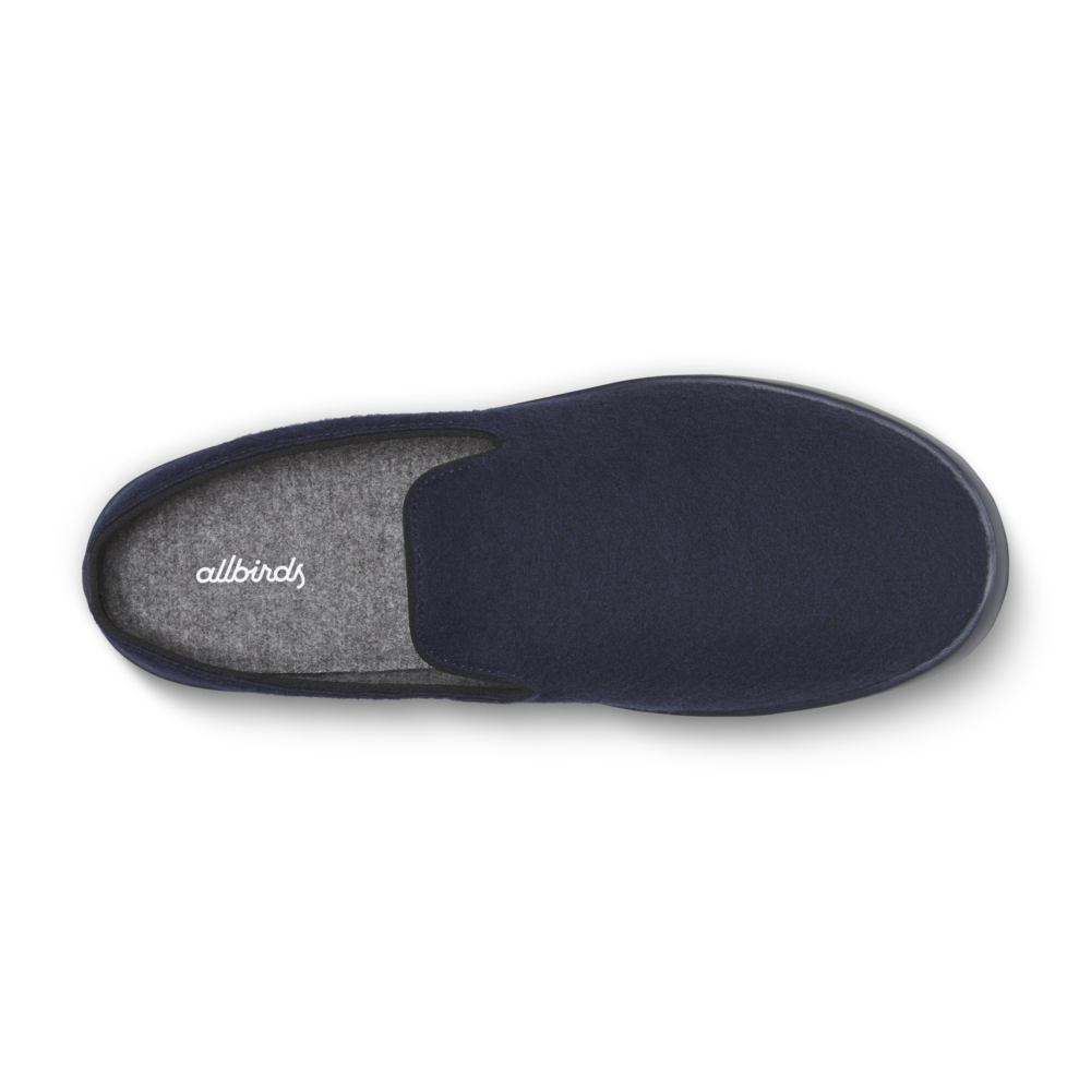 Women's Wool Lounger Mule Slippers - Soft & Cozy House Shoes for Women, Deep Navy with True Navy Sole - Perfect for Indoor Relaxation, Spa Days & Cozy Home Wear