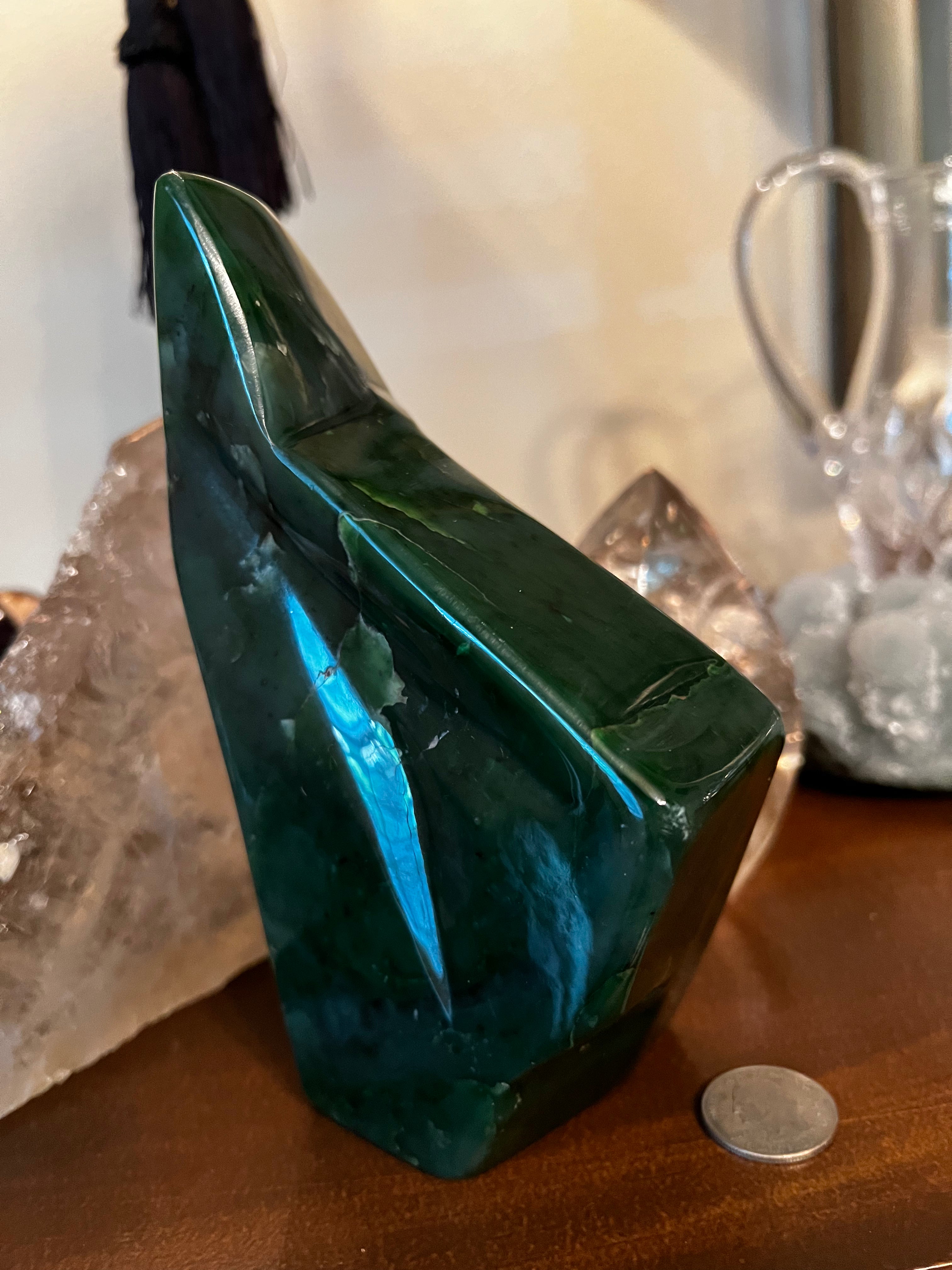 Premium Large Nephrite Jade Freeform Statement Piece - 3.10 lbs, 6.5 Inches - Handcrafted Natural Gemstone for Home Decor, Meditation & Jewelry Making