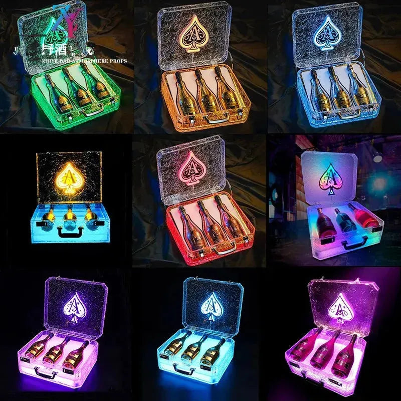 Ice Rock Ace of Spade LED Light Up Champagne Whisky Bottle Holder - Glowing Bar Accessory for Nightclub, Lounge & Party Drink Presentation | Perfect for VIP Events, Celebrations & Cocktail Service
