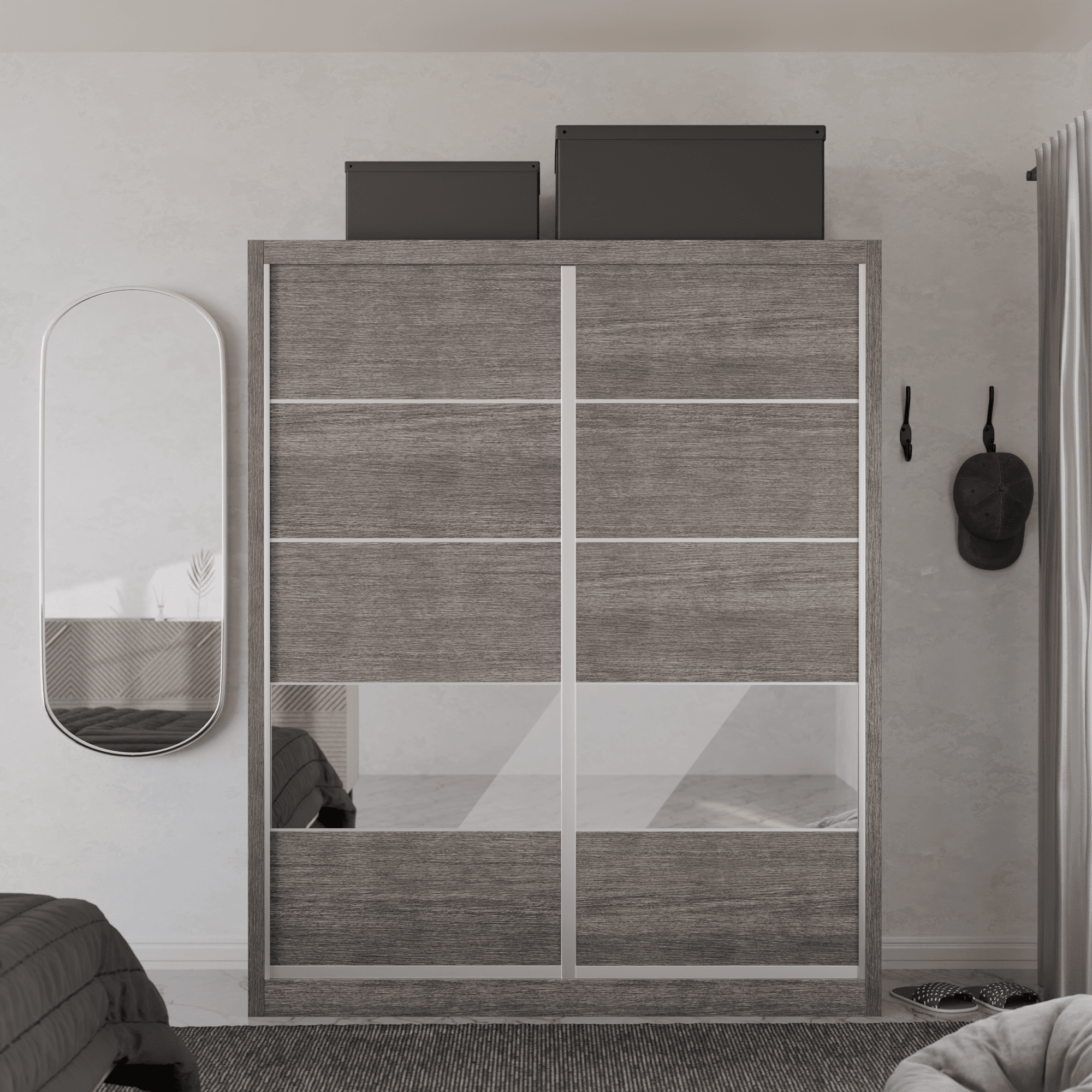 Modolva Modular Wardrobe W02 - Customizable Closet Organizer System with Adjustable Shelves & Hanging Rods for Bedroom, Walk-in Closet & Dorm Room Organization