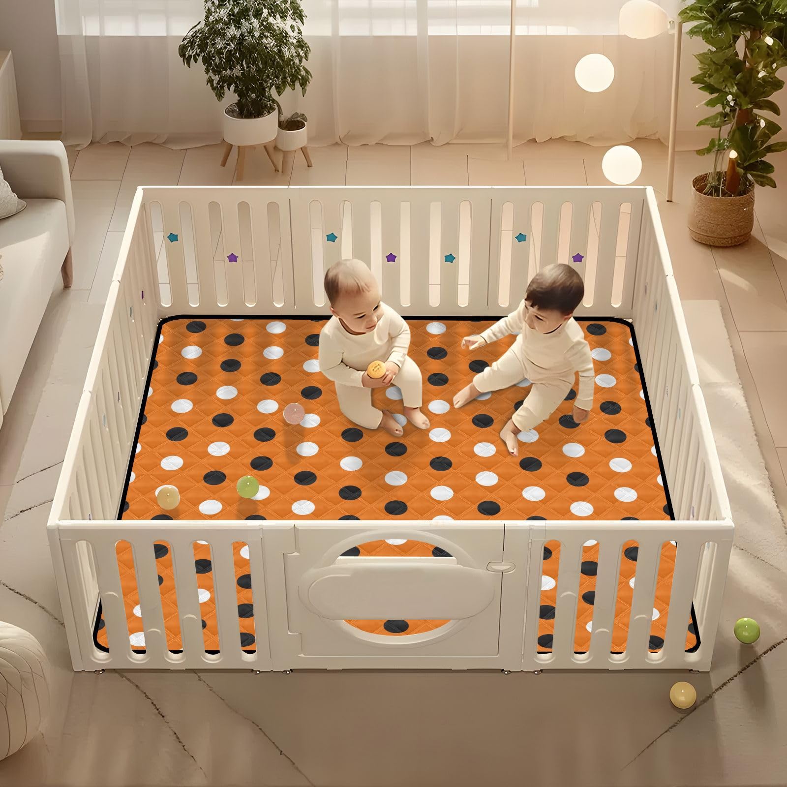 Halloween Large Non-Slip Baby Playmat - 50''x50'' Extra Thick Padded Floor Mat for Infants, Toddlers & Kids | Safe Crawling & Play Area for Nursery, Living Room & Daycare