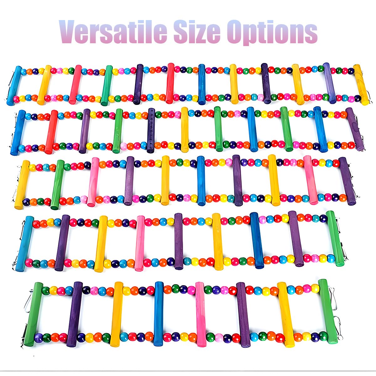 Premium Wooden Bird Toys for Parrots - 30 Inch Parrot Bridge, Swing & Ladder Set for Macaws, African Greys, Budgies, Cockatiels & Parakeets - Durable Play & Training Toys for Bird Cages - Perfect for Climbing, Exercise & Mental Stimulation
