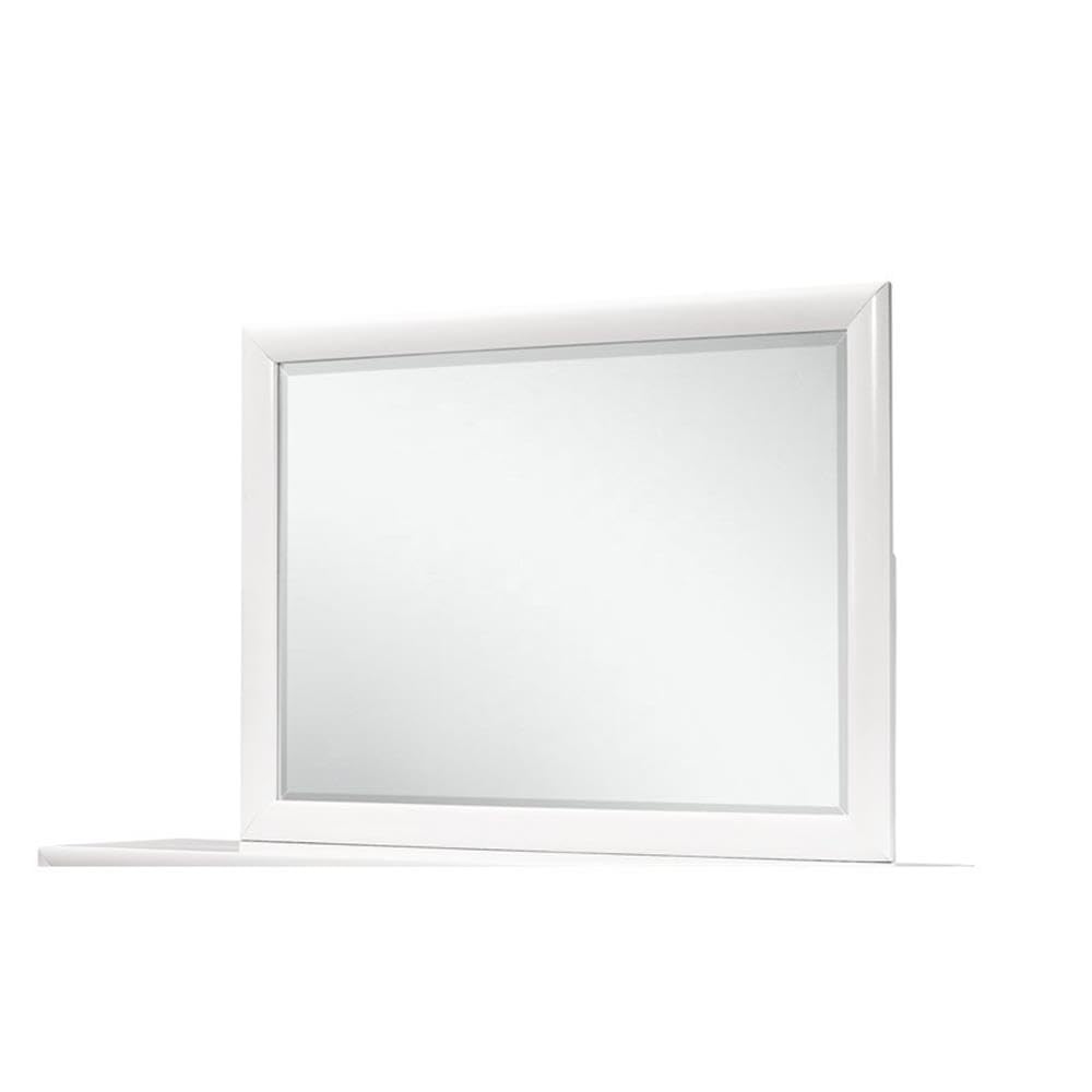 Global Furniture USA White MR Jordyn Textured Mirror - Elegant Wall Decor for Living Room, Bedroom & Entryway