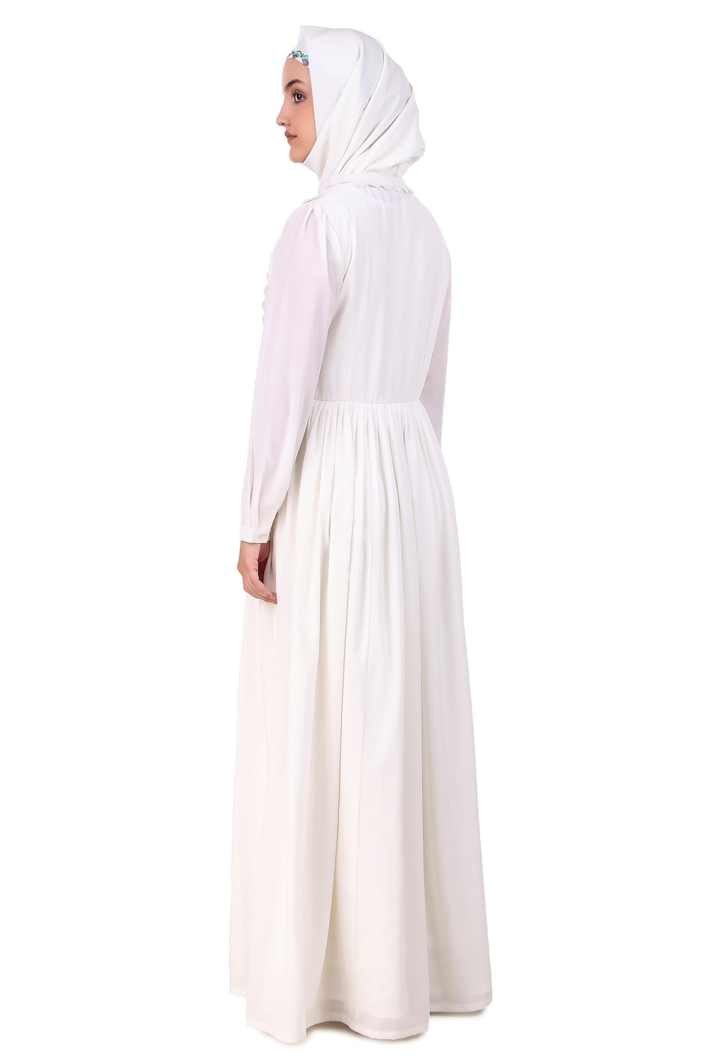 Elegant White Heavy Flared Abaya with Hand Embroidery - Perfect for Weddings, Eid, and Special Occasions