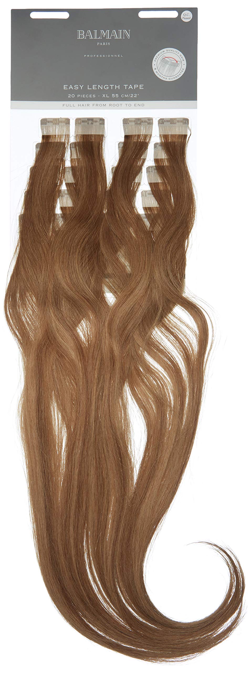 Balmain Easy Length Tape-In Hair Extensions 20-Pieces - 100% Human Hair, 55cm/22in Length, 8A-9A Light Ash Blonde (82g) - Perfect for Volume, Length & Styling for Weddings & Special Occasions
