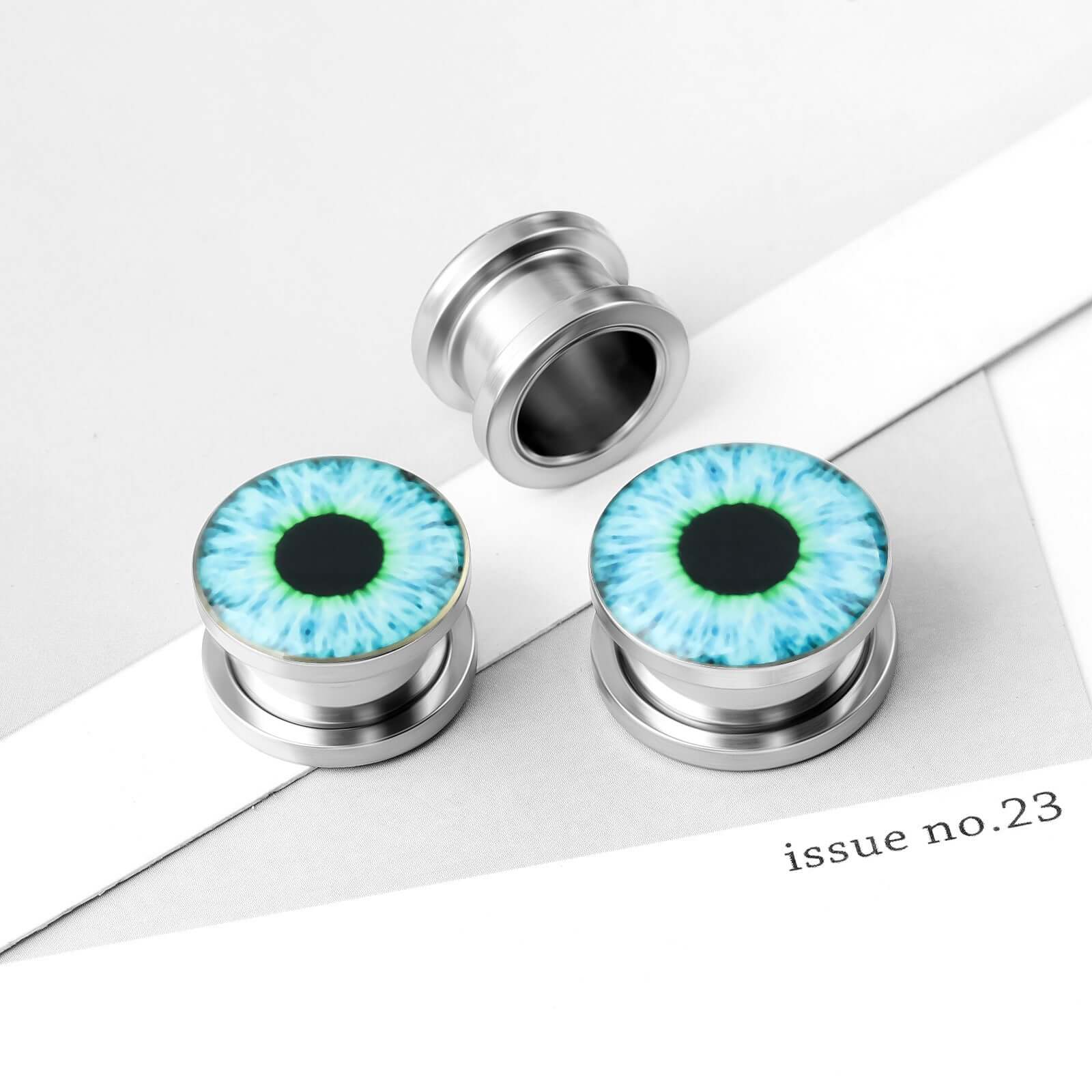 Evil Eyes Single Flare Ear Tunnel Plugs Set | UZ083 | Stylish Body Jewelry for Stretching & Everyday Wear
