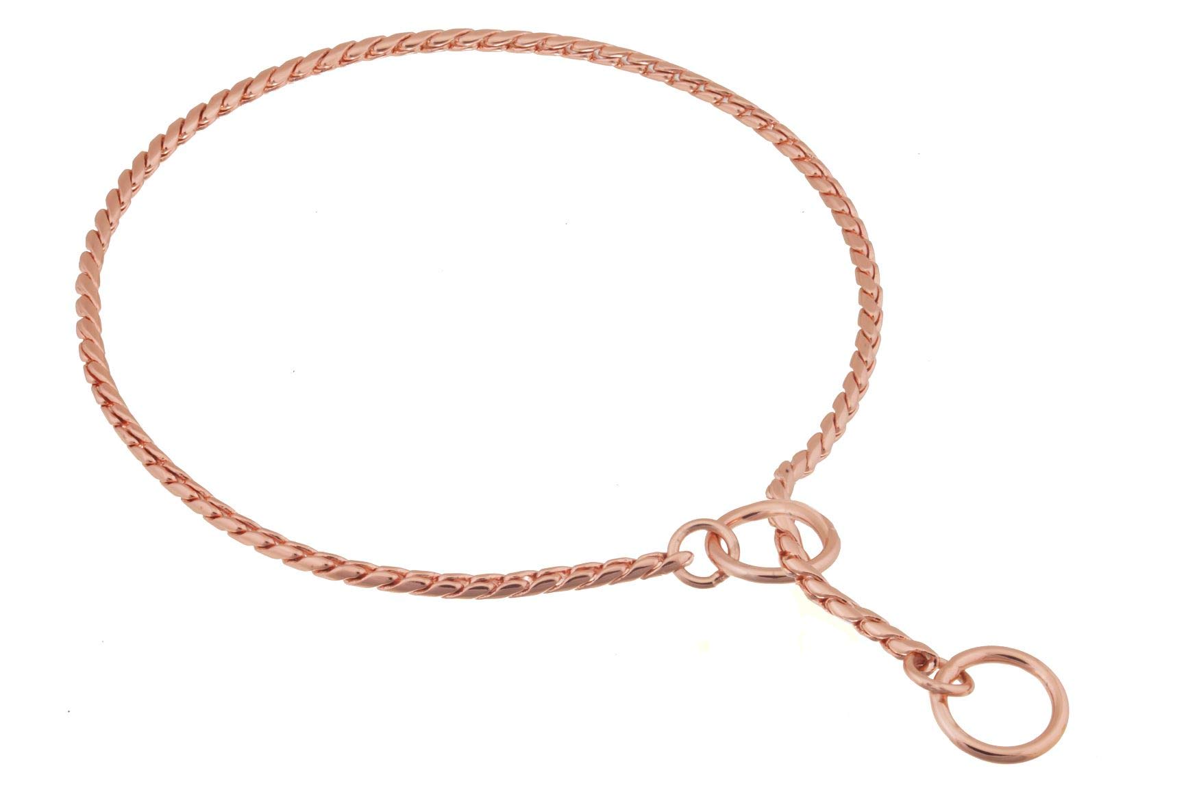 Alvalley Rose Gold Metal Chain Dog Collar - Adjustable Slip Collar for Small to Extra Large Dogs - 26