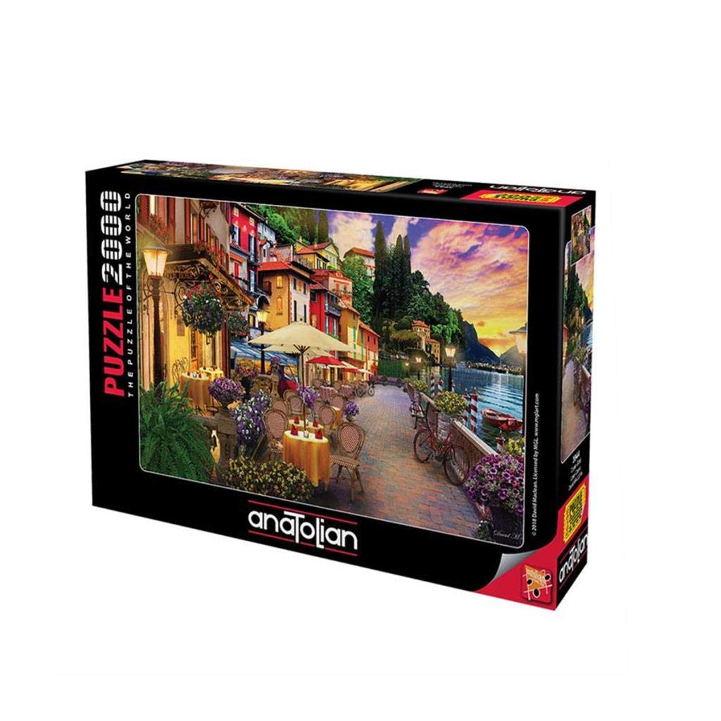 2000 Piece Jigsaw Puzzle - Anatolian Puzzle Lake Como Scenery #3944 | Challenging Adult Puzzle for Home Decor & Family Game Night