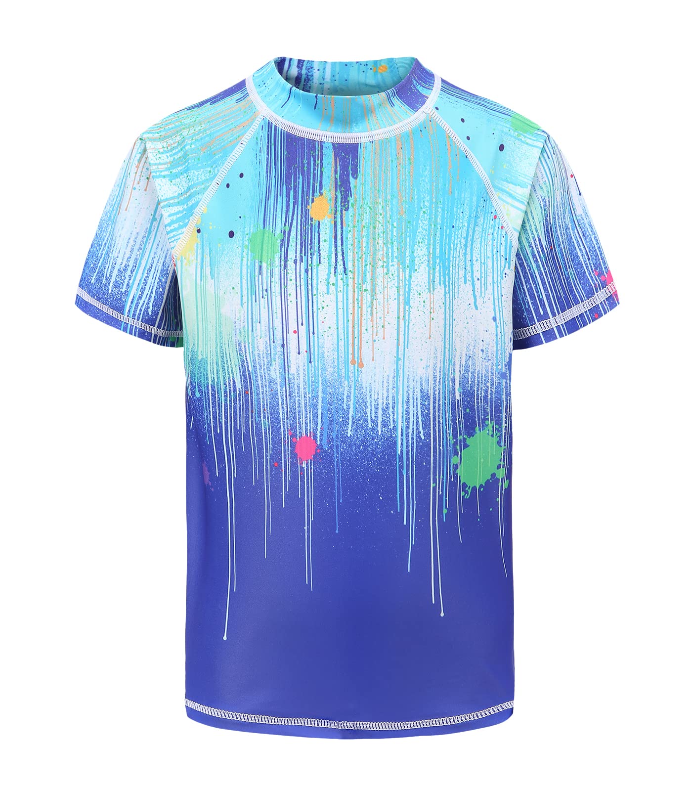 Boys UPF 50+ Short Sleeve Rash Guard Swim Shirt - Sun Protection Swimwear for Kids - Perfect for Beach, Pool & Water Sports