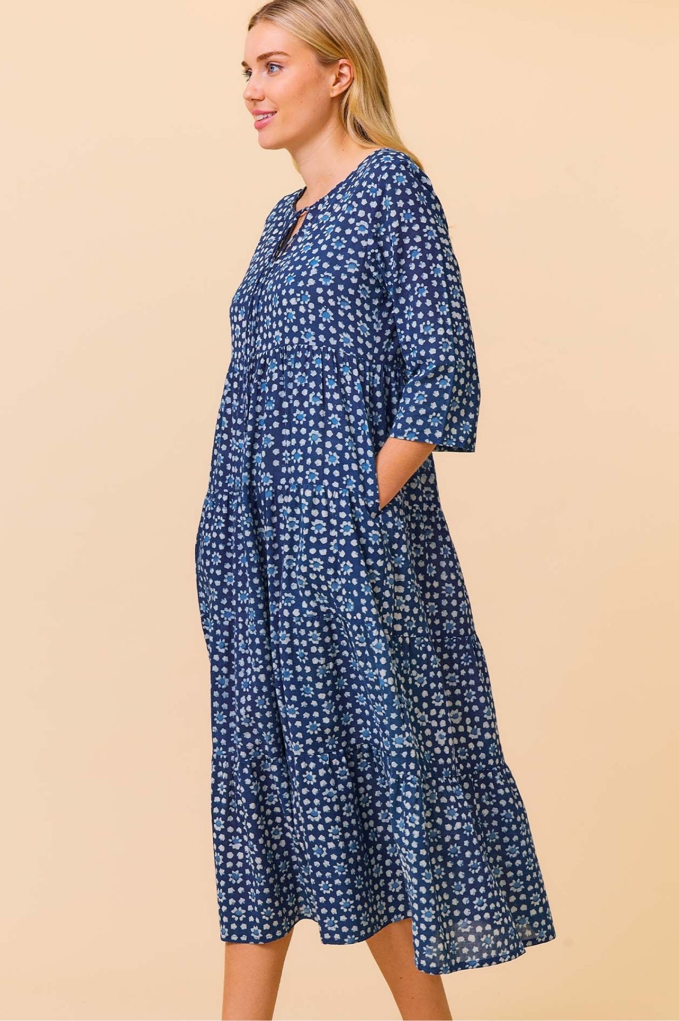 Emma Organic Cotton Dress for Women - Navy Blue | Comfortable & Breathable Summer Dress for Casual Wear, Beach, and Outdoor Activities