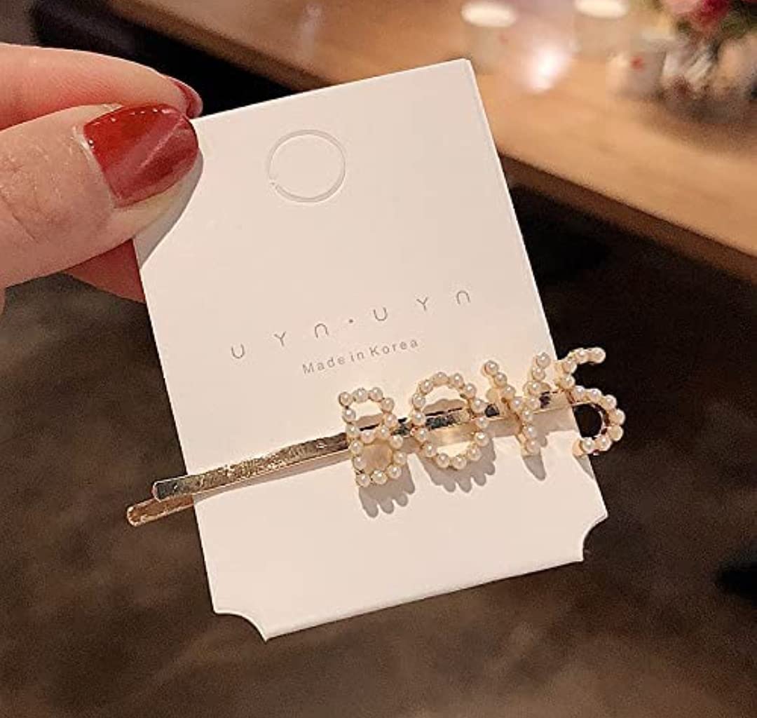HOMEMATES Korean Style Pearl Hair Clips for Women - Large Pearl Hair Pins Barrette, Fashion Hair Accessories for Girls & Women (Pack of 6) - Perfect for Weddings, Parties & Everyday Elegant Hairstyles