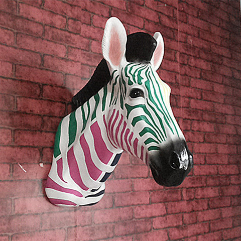 American Country Style Zebra Head Resin Wall Sculpture - Handmade Animal Art Decor for Bar, Club, Shop & Home - Unique Wall Hanging for Rustic, Western & Farmhouse Decor