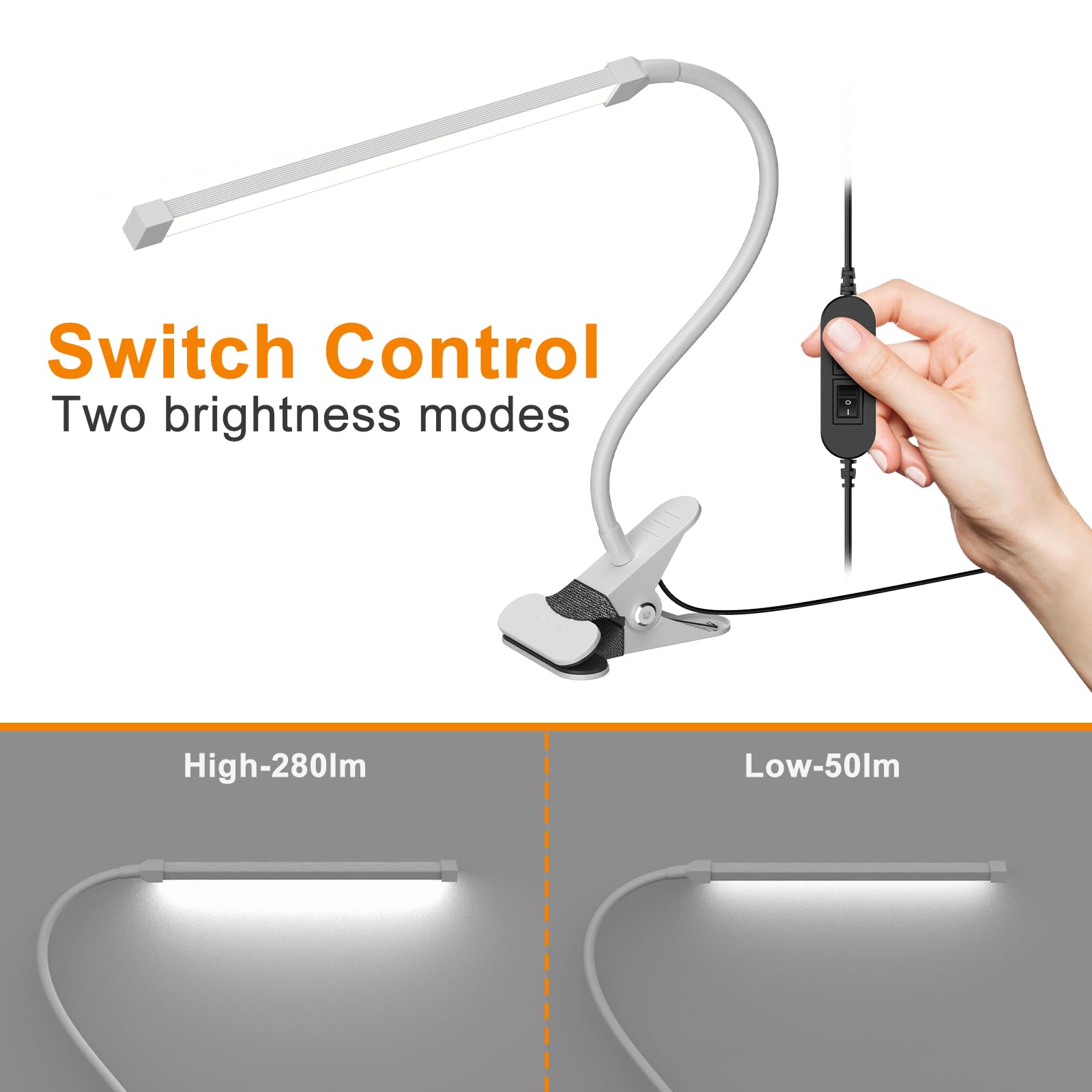 LEPOWER 5W LED Clip On Reading Light with Adjustable Gooseneck - Perfect for Books, Pianos, Office & Nightstand Use