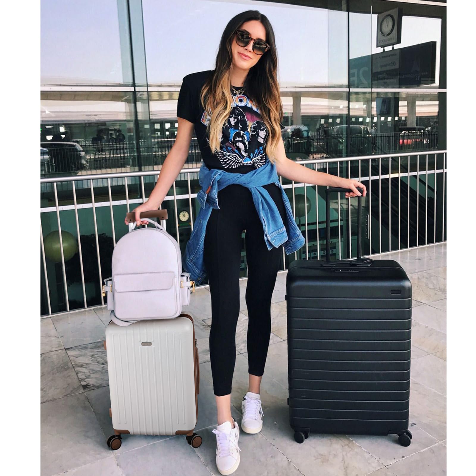 CLUCI 20-Inch Airline Approved Carry-On Hardside Suitcase with TSA Lock & 360° Spinner Wheels - Light Beige & Brown Luggage for Business Travel & Weekend Getaways