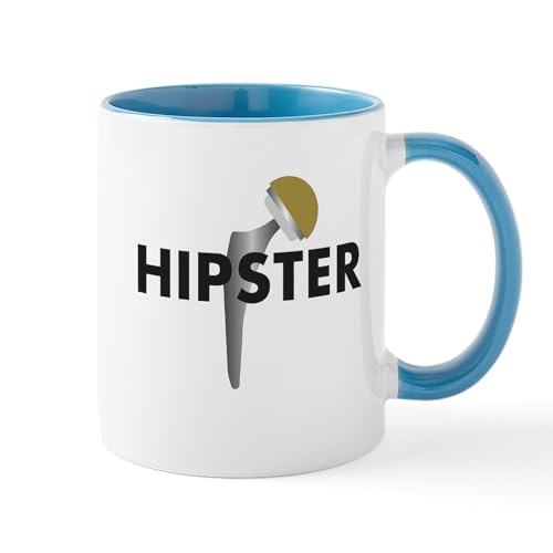 White/Blue Inside - Hipster Hip Replacement Mug Mugs