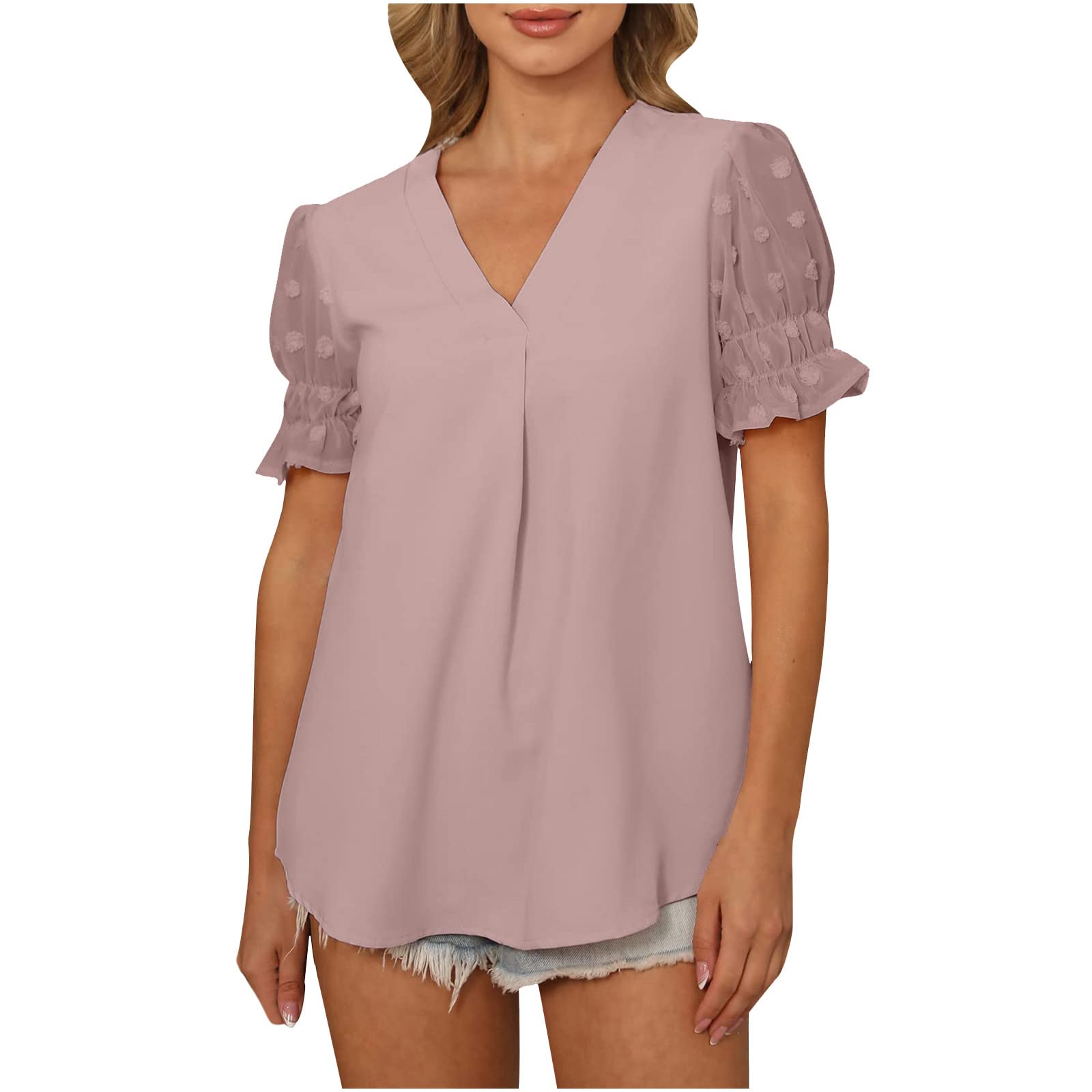 Women's Summer Tops - Fashion V-Neck Cute Tees & Trendy Blouses | Casual T-Shirt Dressy Tops for Leggings | Perfect for Beach Outings, Date Nights & Weekend Wear